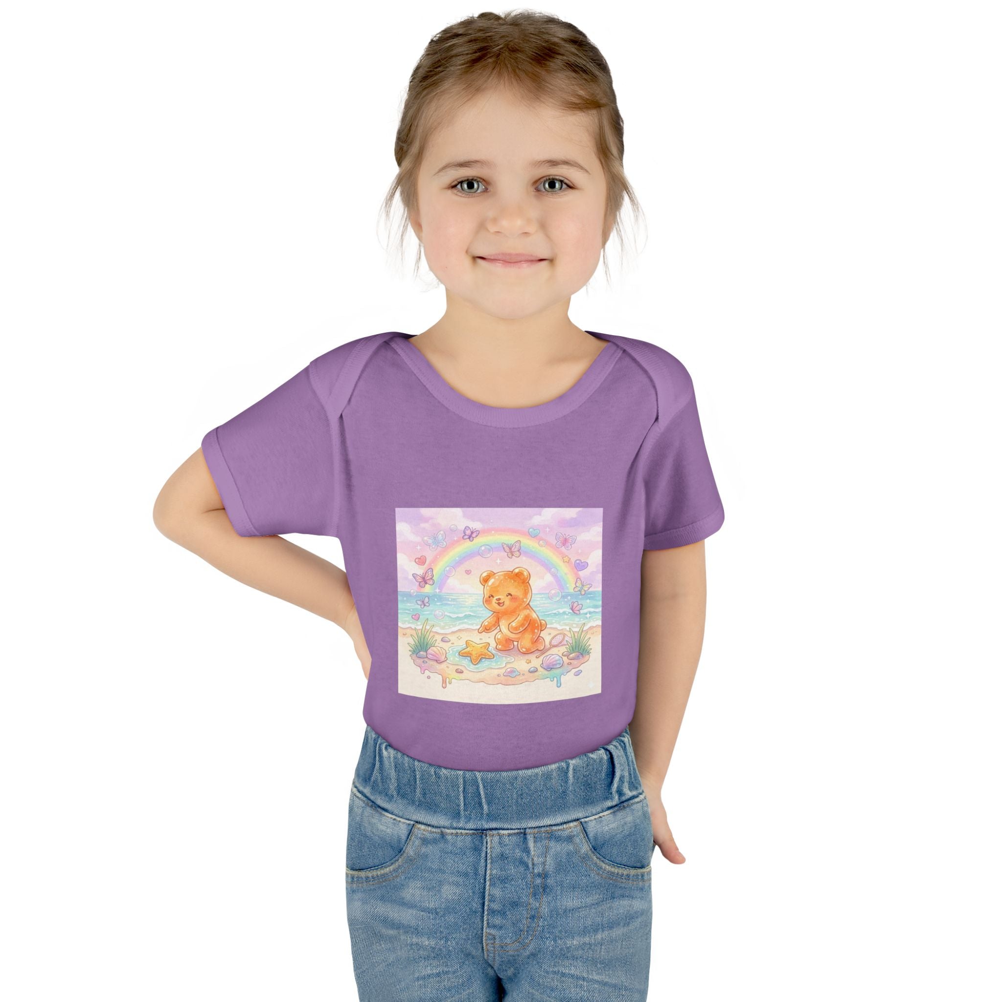 Gooey Gummy Beach Bear Rainbow & Starfish - Bodysuit