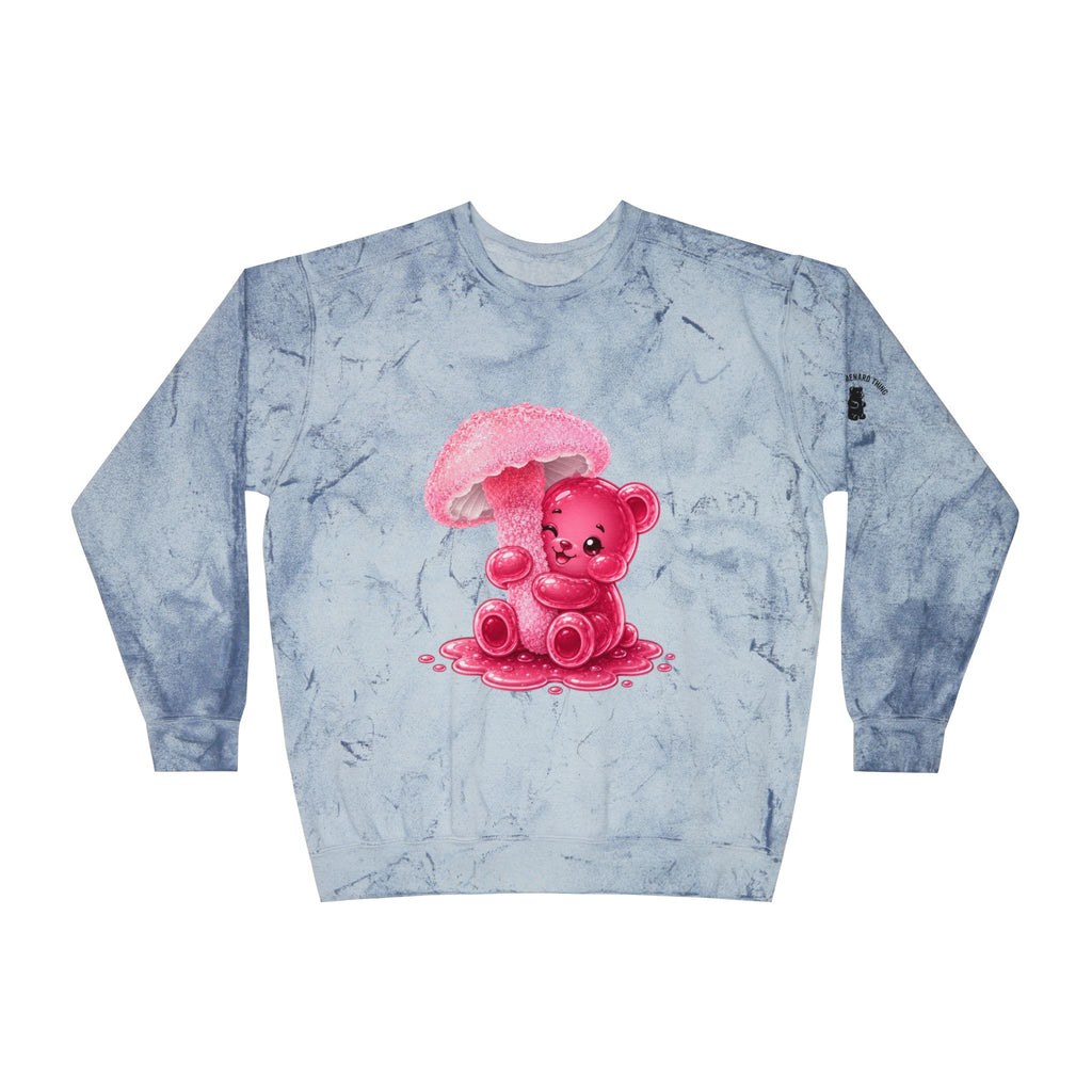 Special Pink Mushroom Oozy Bear Gummy Friend- Graphic Tie-Dye Sweater