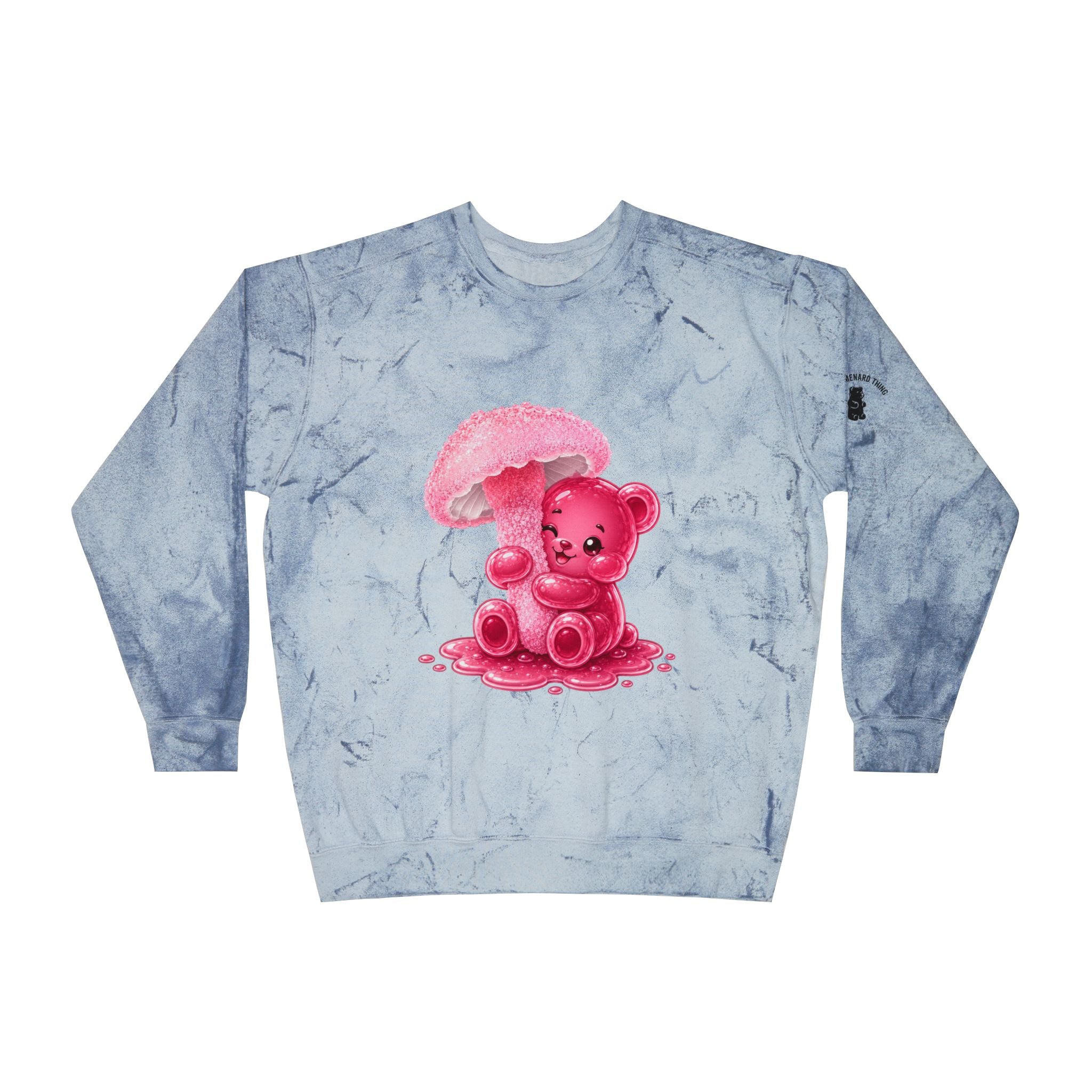 Special Pink Mushroom Oozy Bear Gummy Friend- Graphic Tie-Dye Sweater