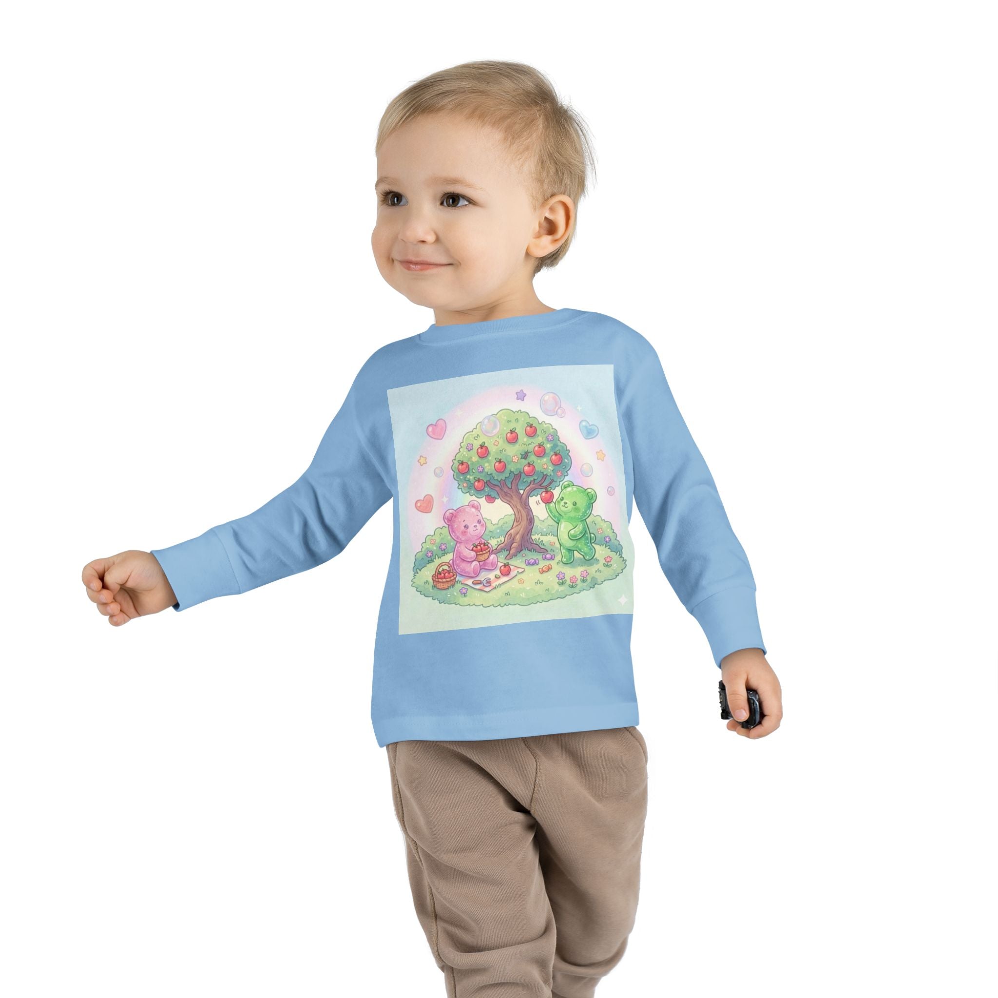 Beautiful Day For Apple Picking, Oozy Bear Gummy Friends Hang Out- Graphic Long Sleeve Shirt