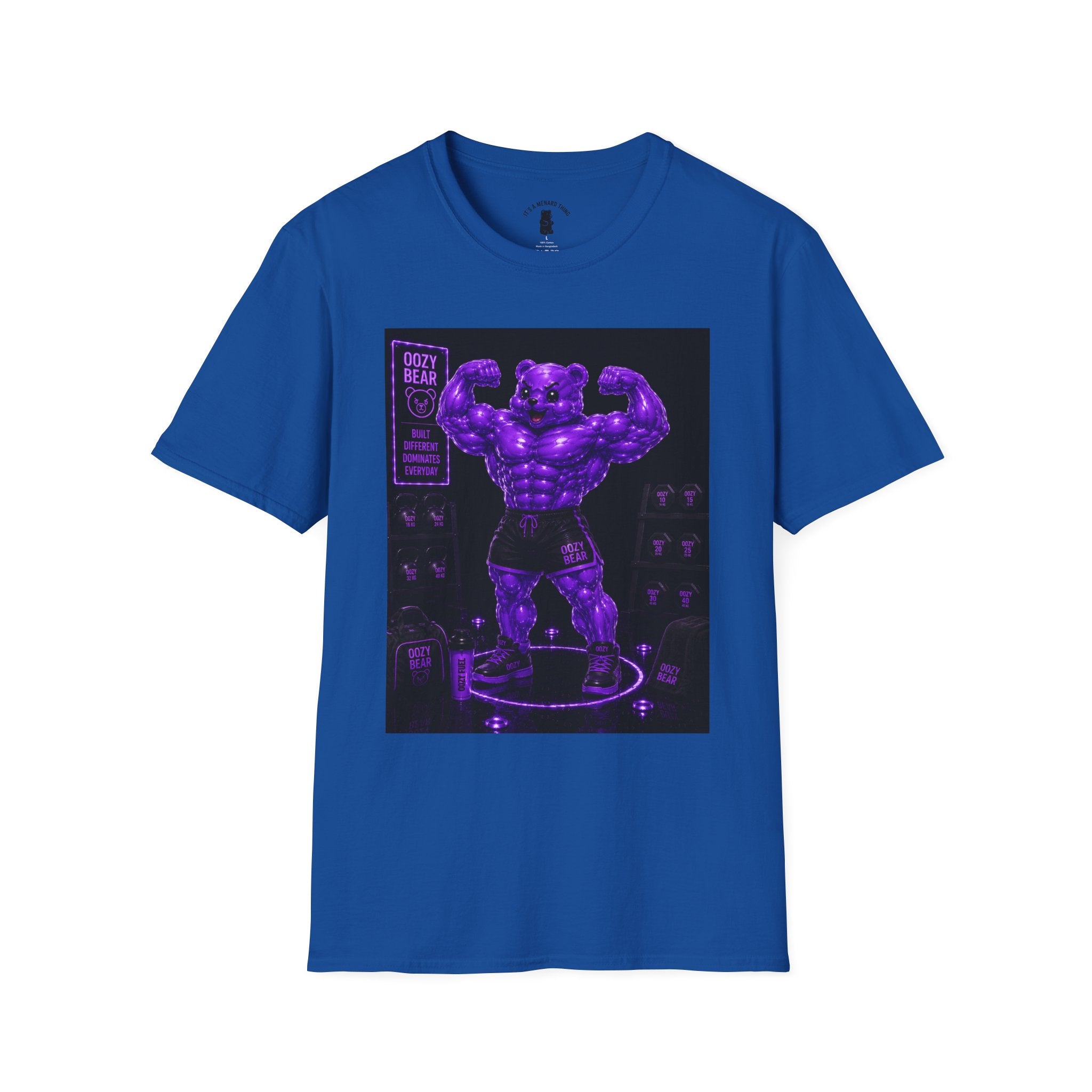 Flexing Muscles, After Workout Oozy Buff Bear Gym Gummy- Adult Graphic Shirt