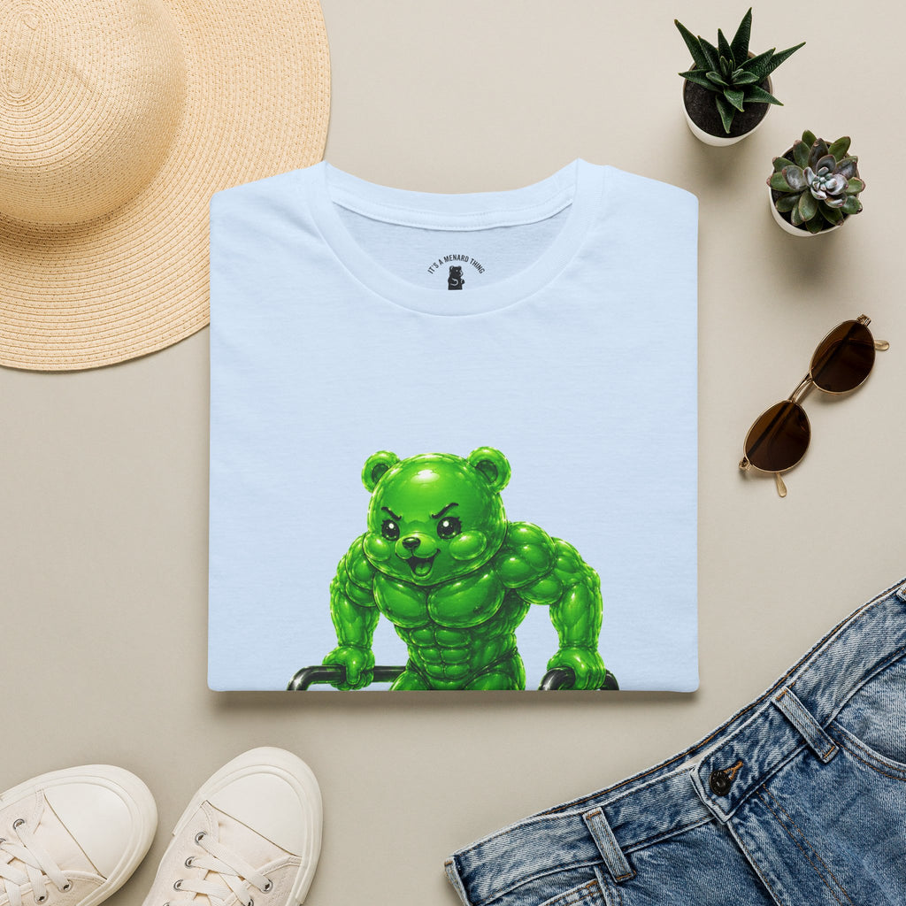 Bar Lifting Workout, Emerald green Oozy Buff Bear Gym Special- Adult Graphic Shirt (18+)
