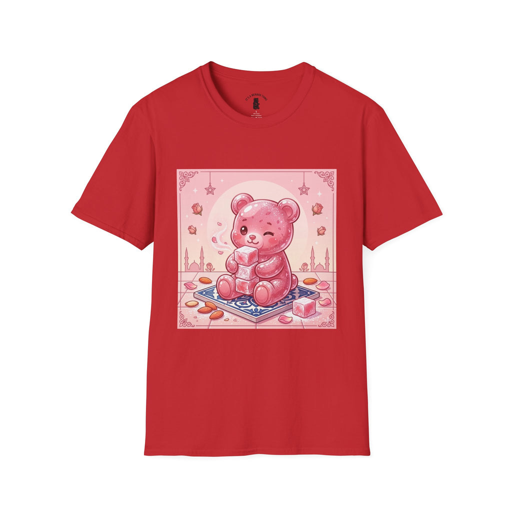 Rose Water Turkish Delight, Pink Gooey Gummy Bear— Kawaii Illustration