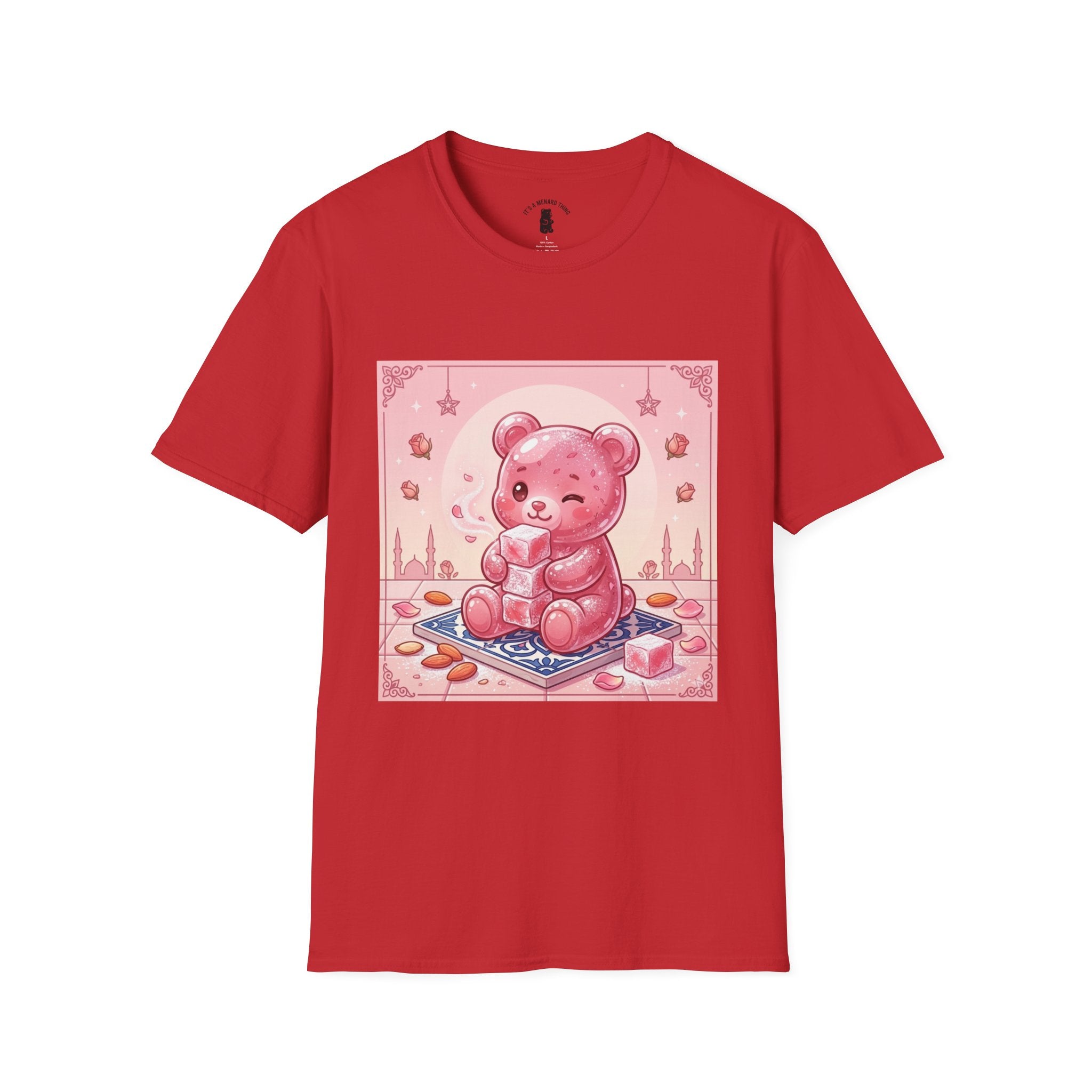 Rose Water Turkish Delight, Pink Gooey Gummy Bear— Kawaii Illustration