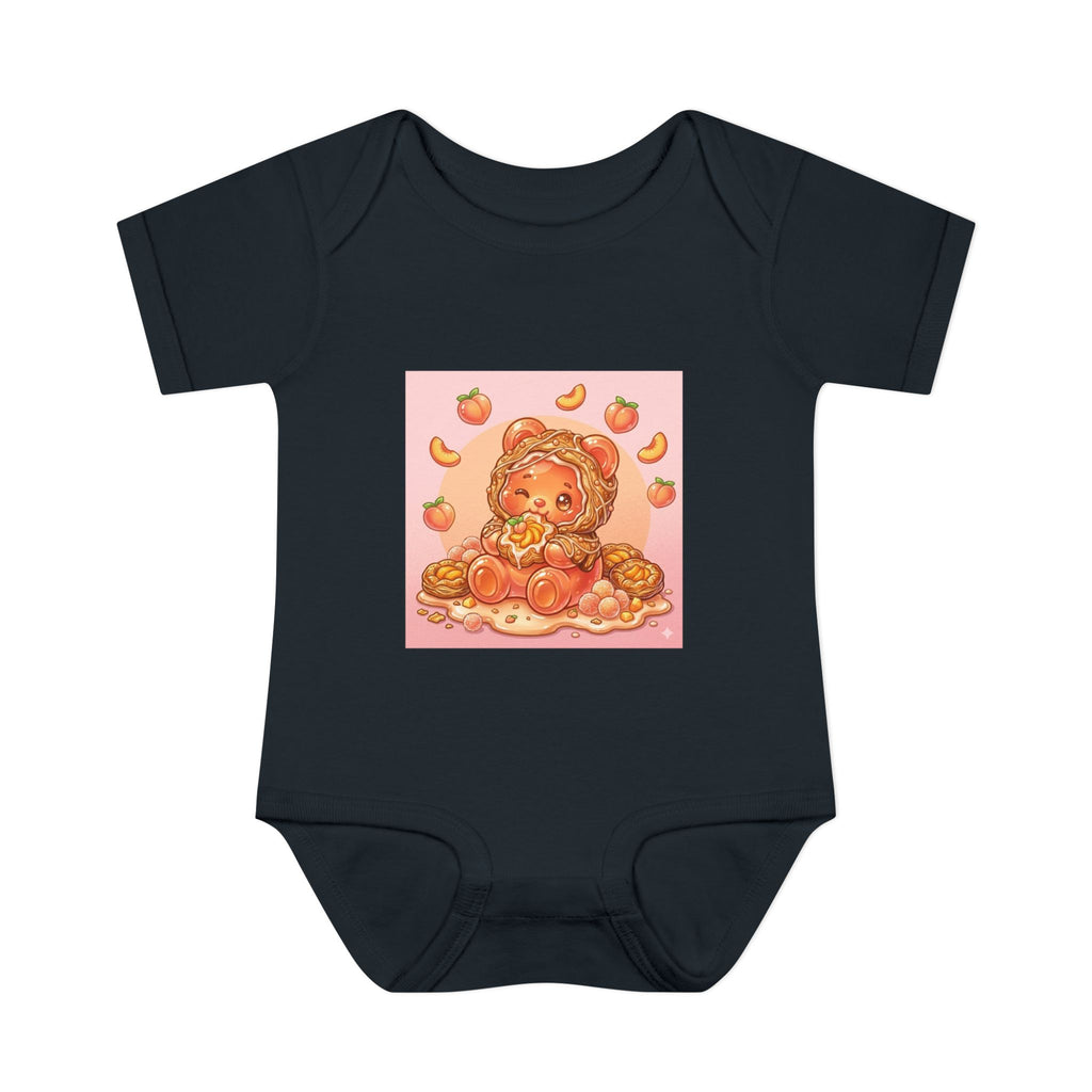 Peach Danish Gooey Gummy Bear in Puff Pasterie PJs Baby Onesie