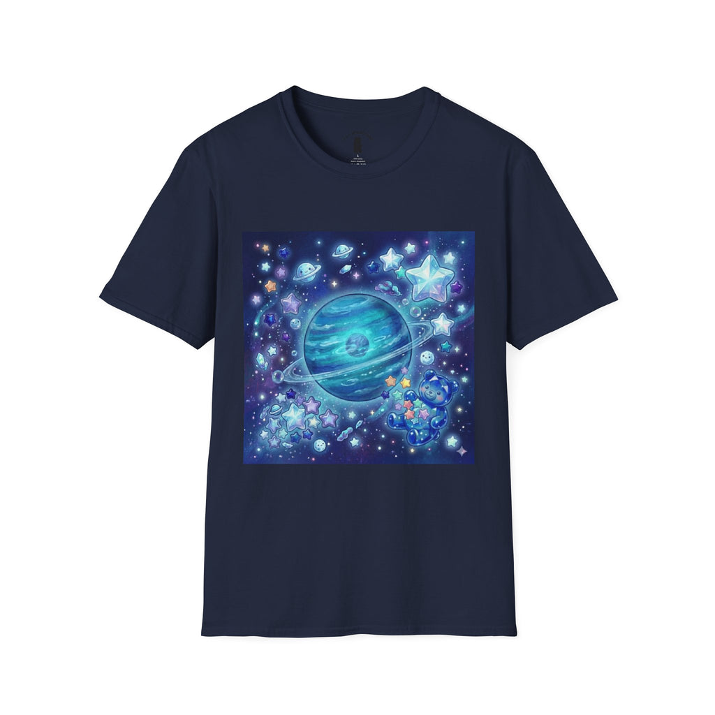 Lets Swim on Neptune, Blue Crystal Gooey Gummy Bear- Kawaii Graphic T-Shirt