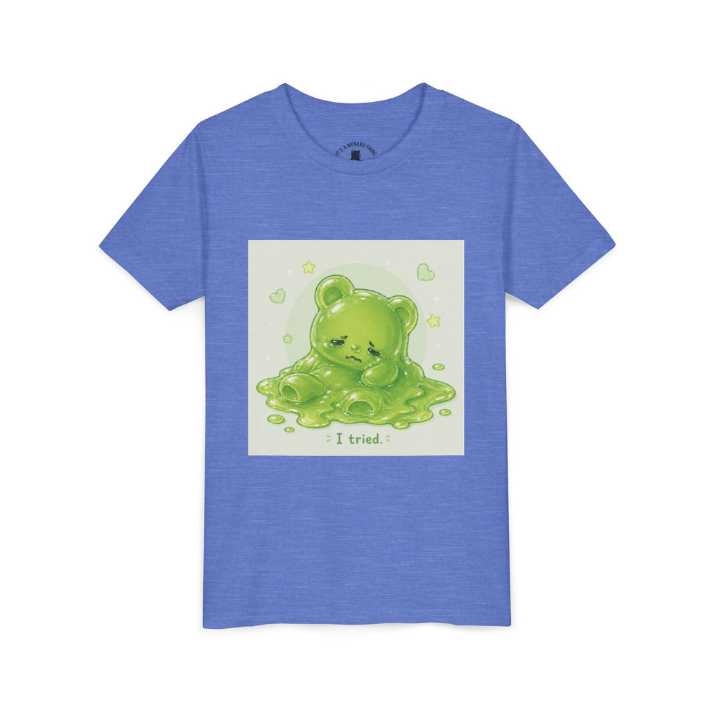 Melting Green Gooey Gummy Bear "I tried." Graphic T-Shirt