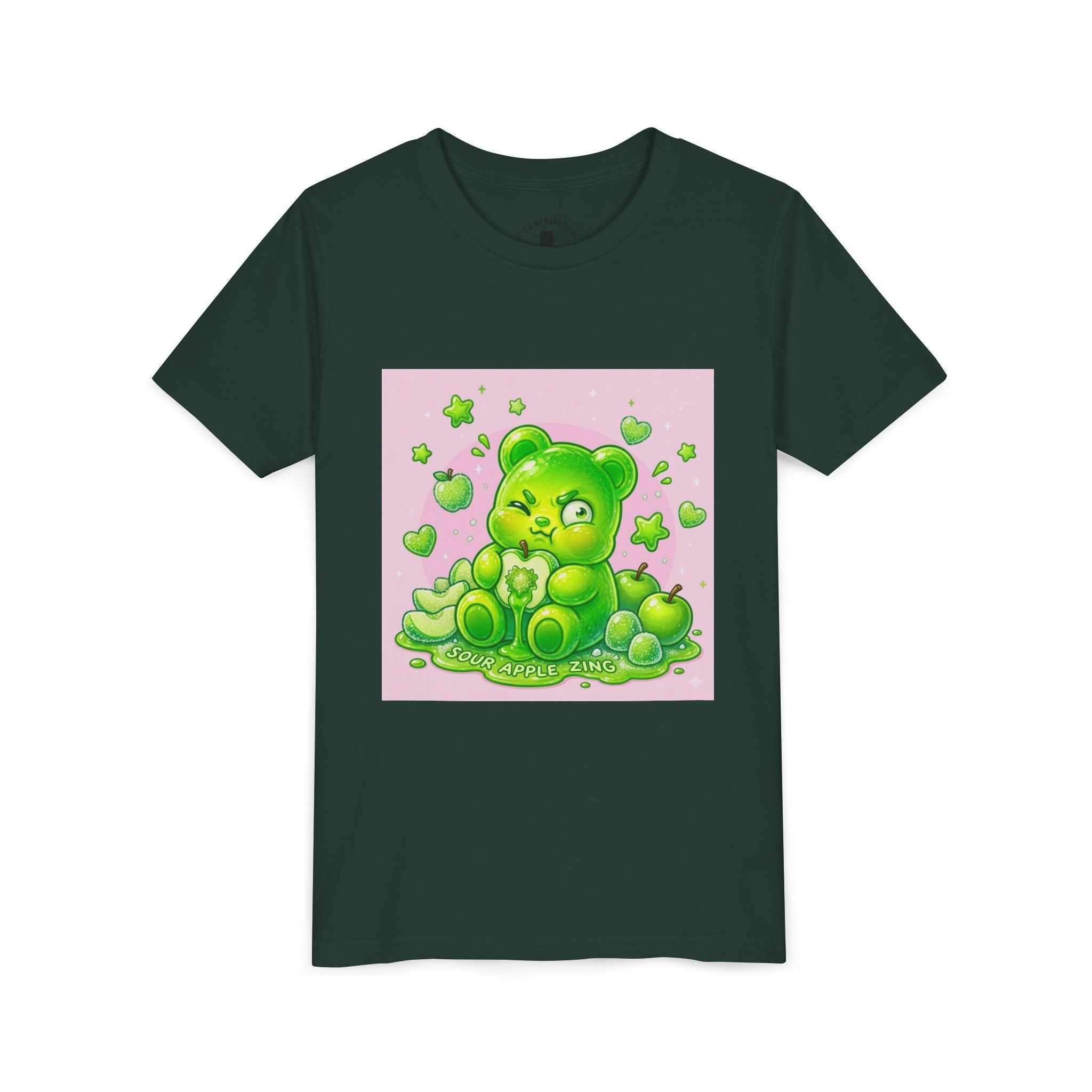Neon Green Sour Apple Gooey Gummy Bear Graphic Youth Shirt