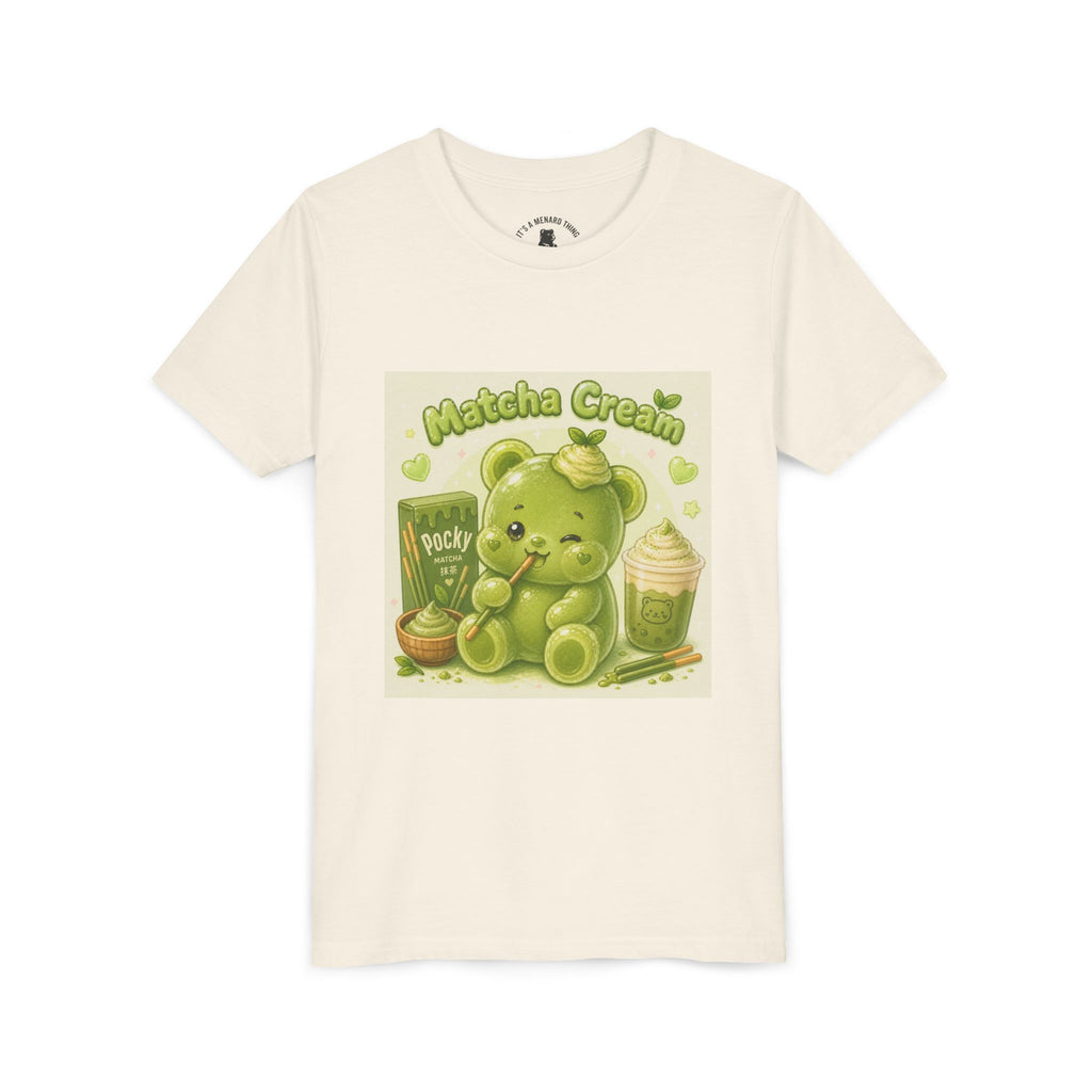 Matcha Cream Gooey Gummy Bear Youth Tee —Pocky & Dessert Graphic