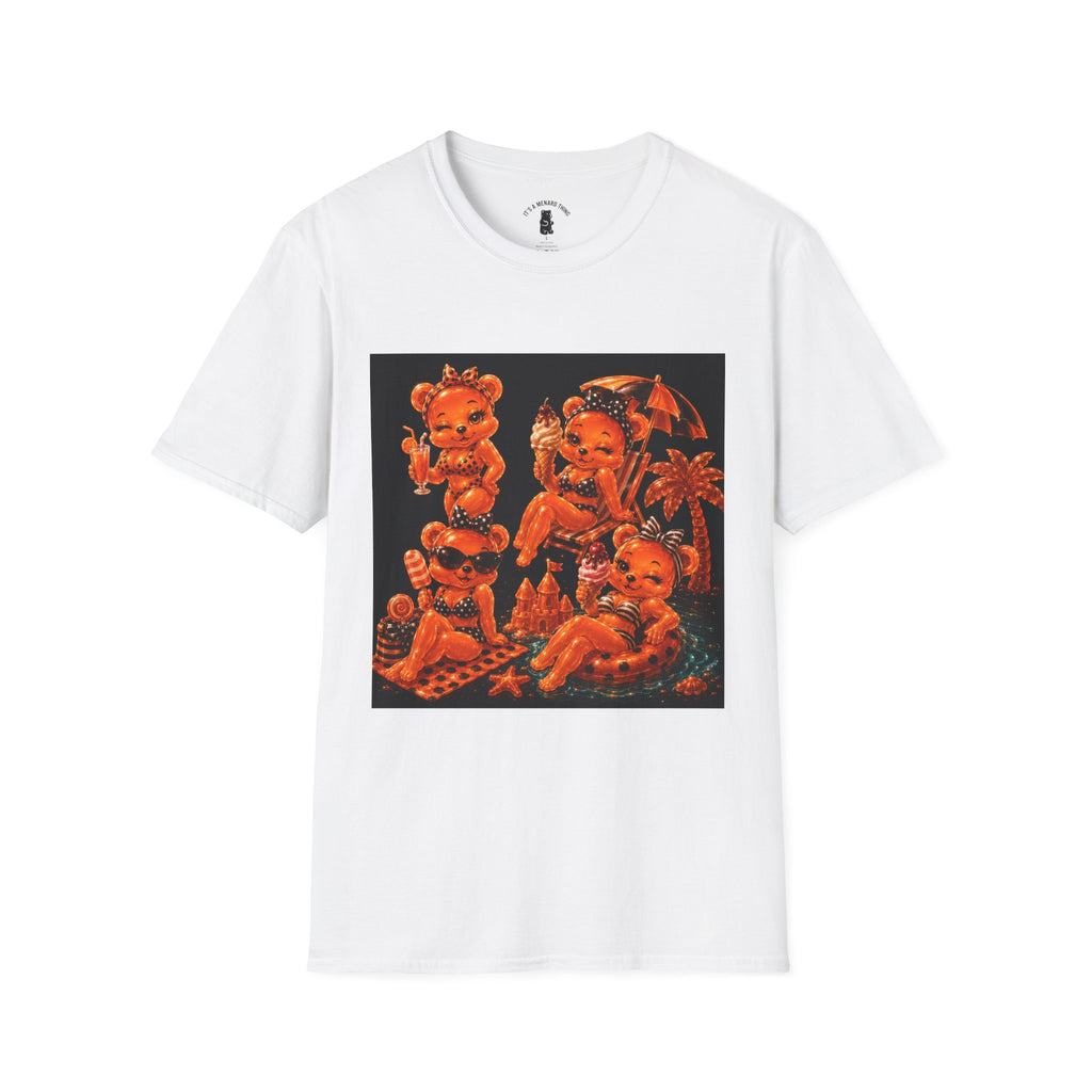 Retro Orang Beach Pin Up Oozy Bear Babe- Adult Graphic Shirt (18+)