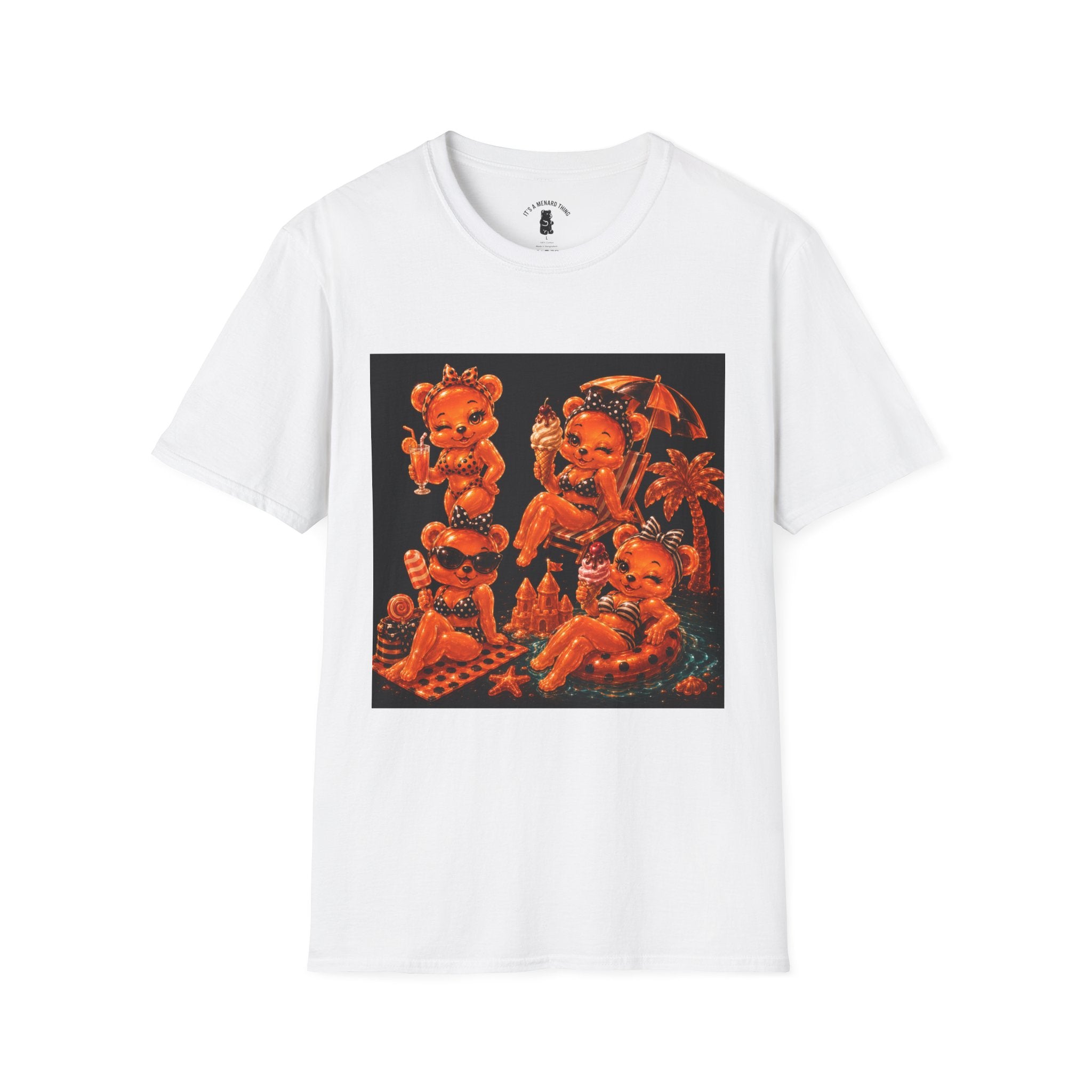 Retro Orang Beach Pin Up Oozy Bear Babe- Adult Graphic Shirt (18+)