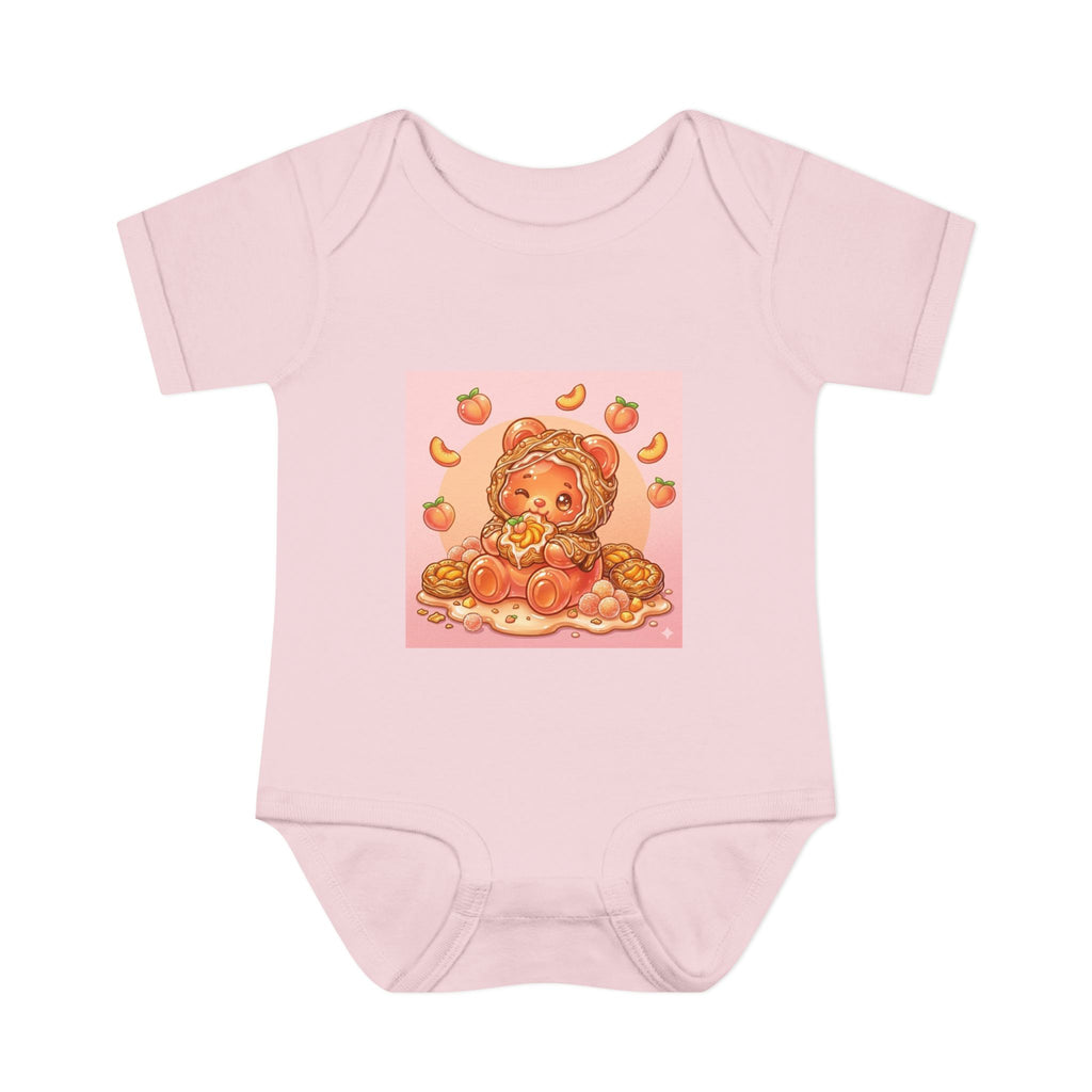 Peach Danish Gooey Gummy Bear in Puff Pasterie PJs Baby Onesie
