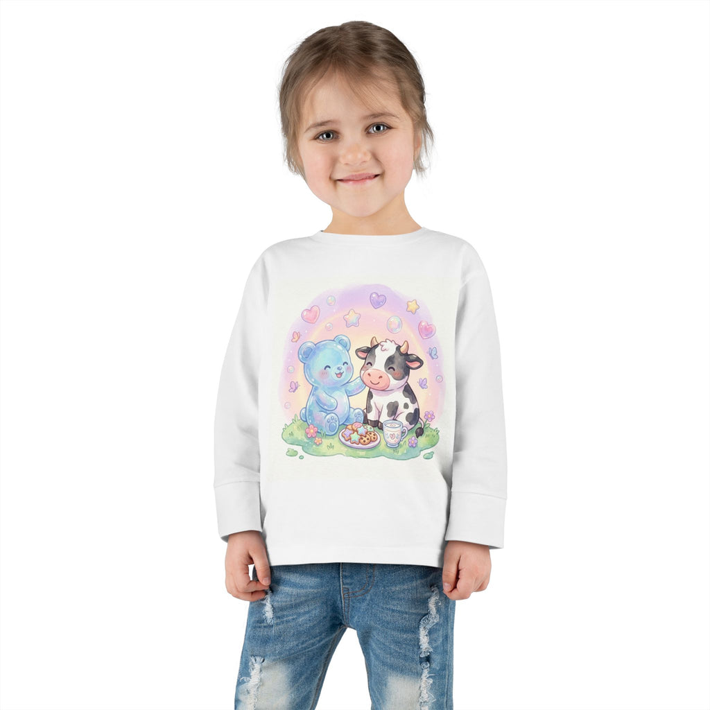 Milk & Cookies, Cow and Oozy Gummy Bear Friend- Graphic Long Sleeve Shirt