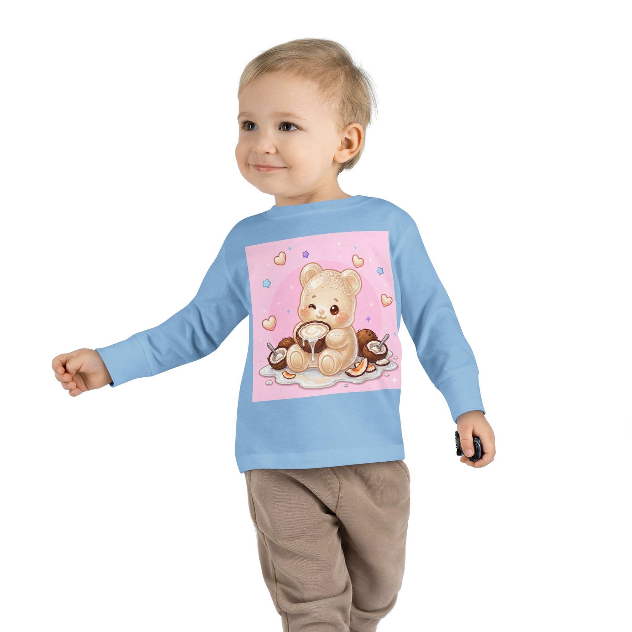 Coconut Milk, White Oozy Bear Gummy Friend- Kids Long Sleeve Shirt