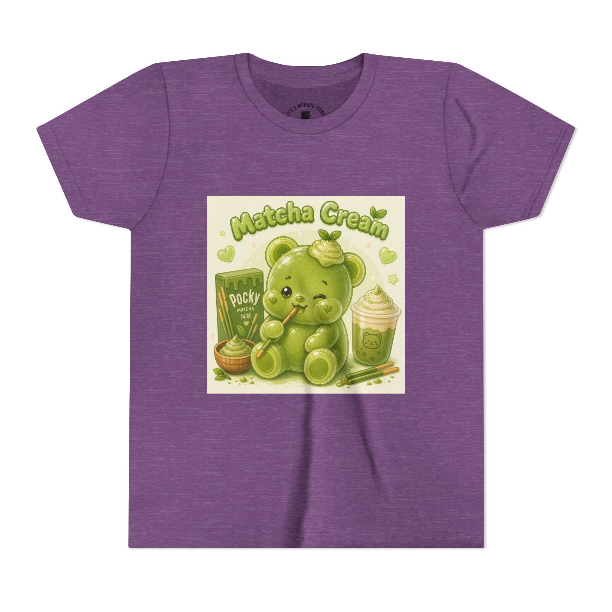 Matcha Cream Gooey Gummy Bear Youth Tee —Pocky & Dessert Graphic