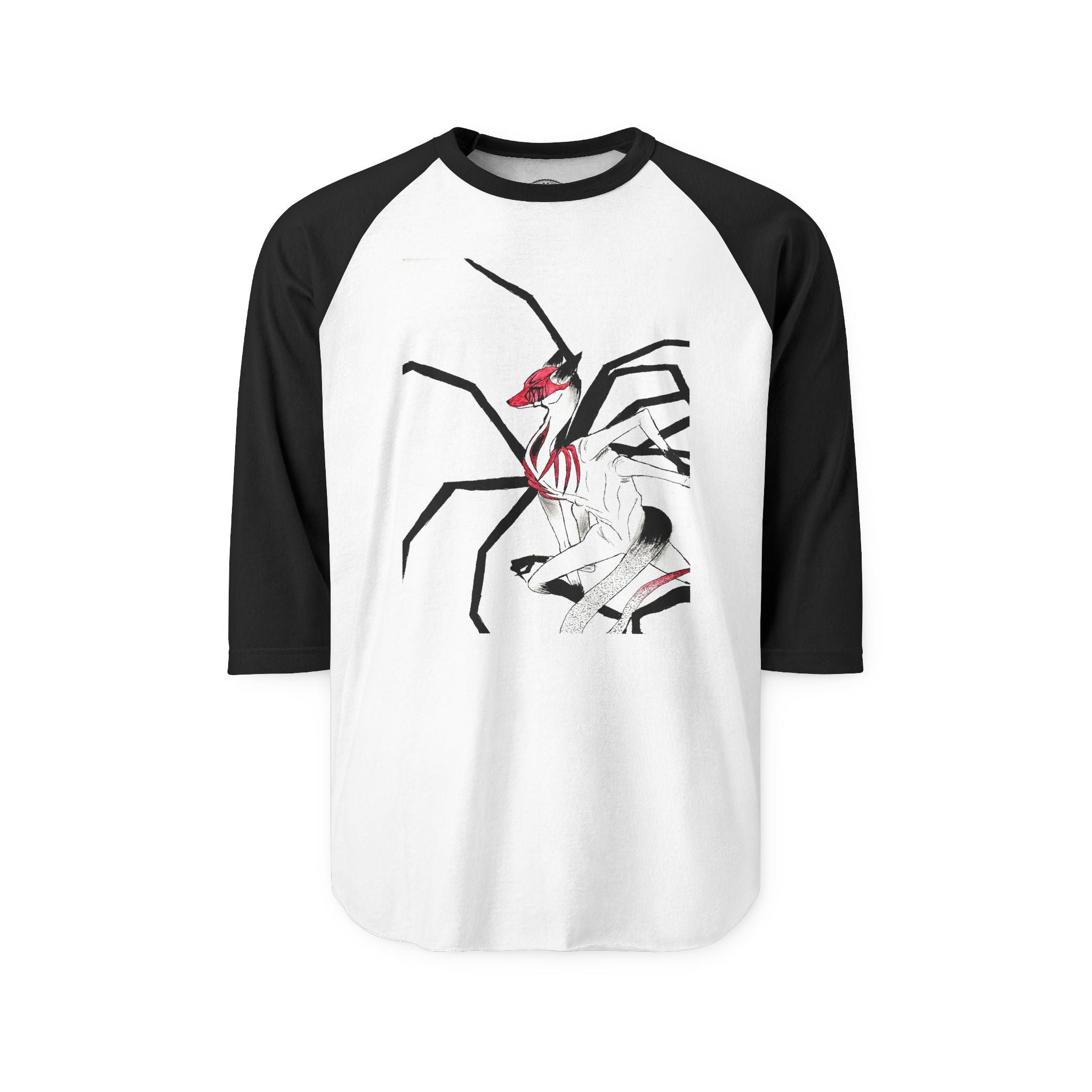 Spider Demon Raglan Shirt — Japanese Oni Spider Illustration 3/4 Sleeve