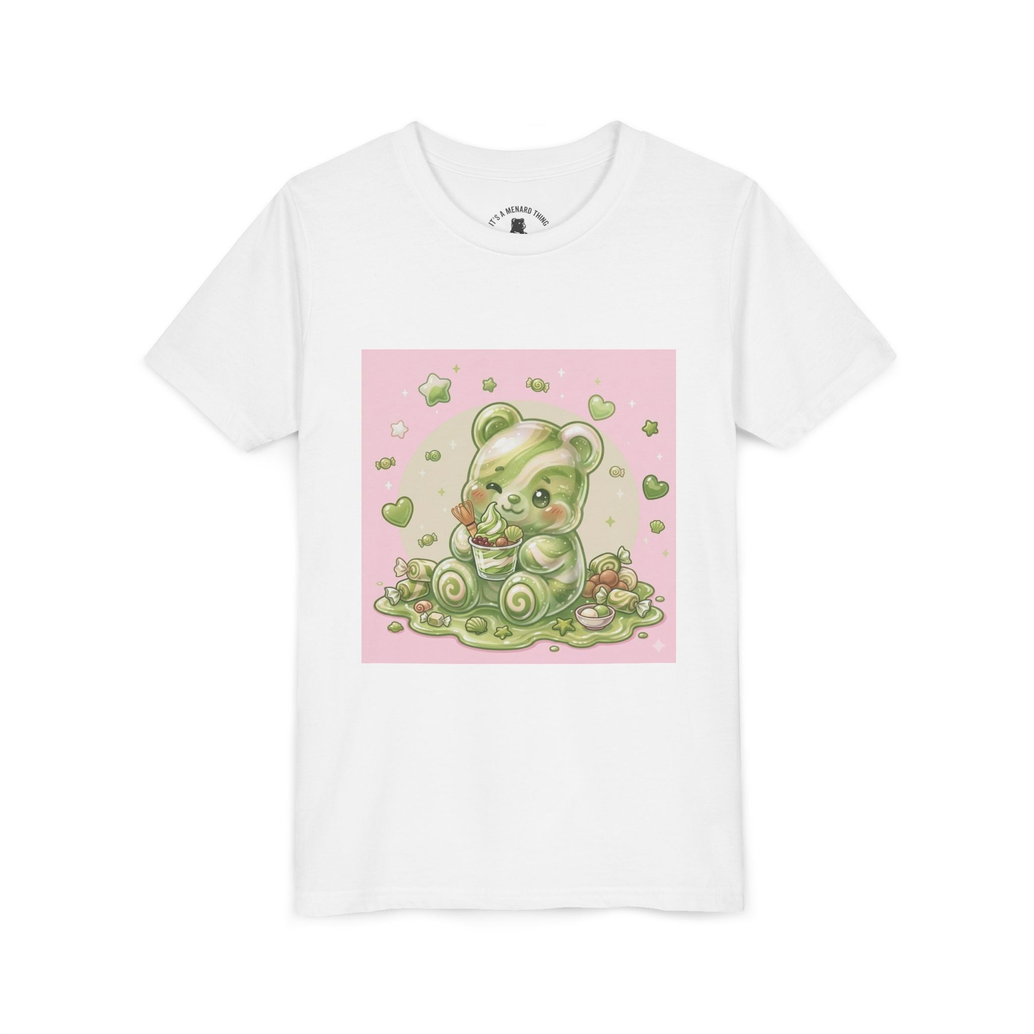 Matcha and Cream Gooey Gummy Bear Graphic Youth T-Shirt