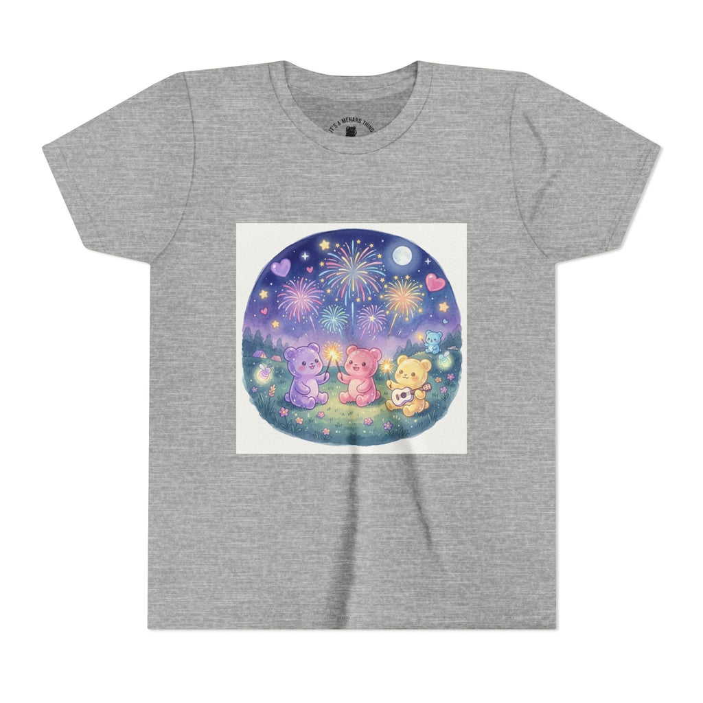 Gooey Gummy Bear Friends Watching Fireworks Youth Short Sleeve Shirt