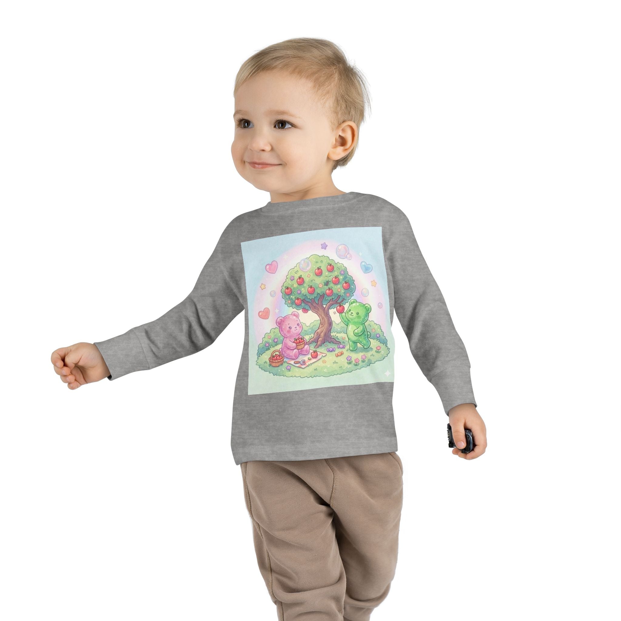 Beautiful Day For Apple Picking, Oozy Bear Gummy Friends Hang Out- Graphic Long Sleeve Shirt