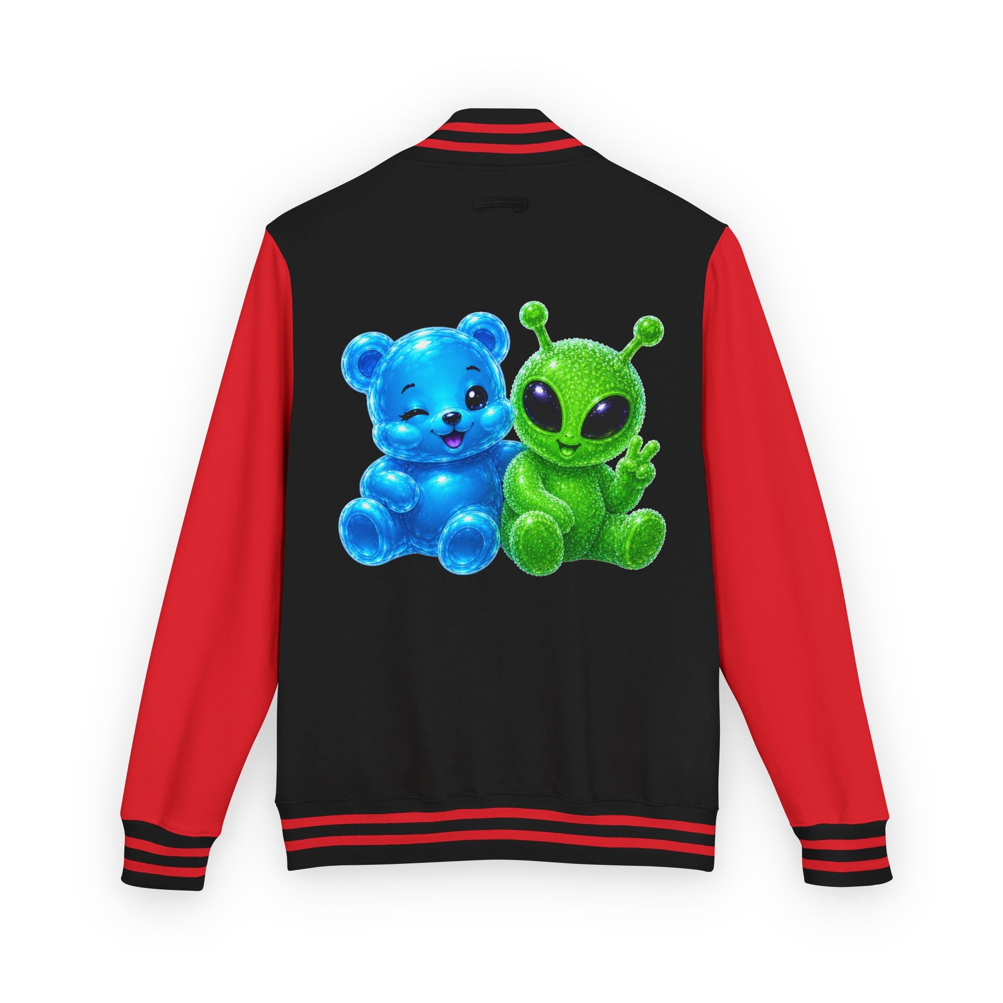 Green Alien and Blue Oozy Bear Gummy Special Addition- Letterman Graphic Jacket