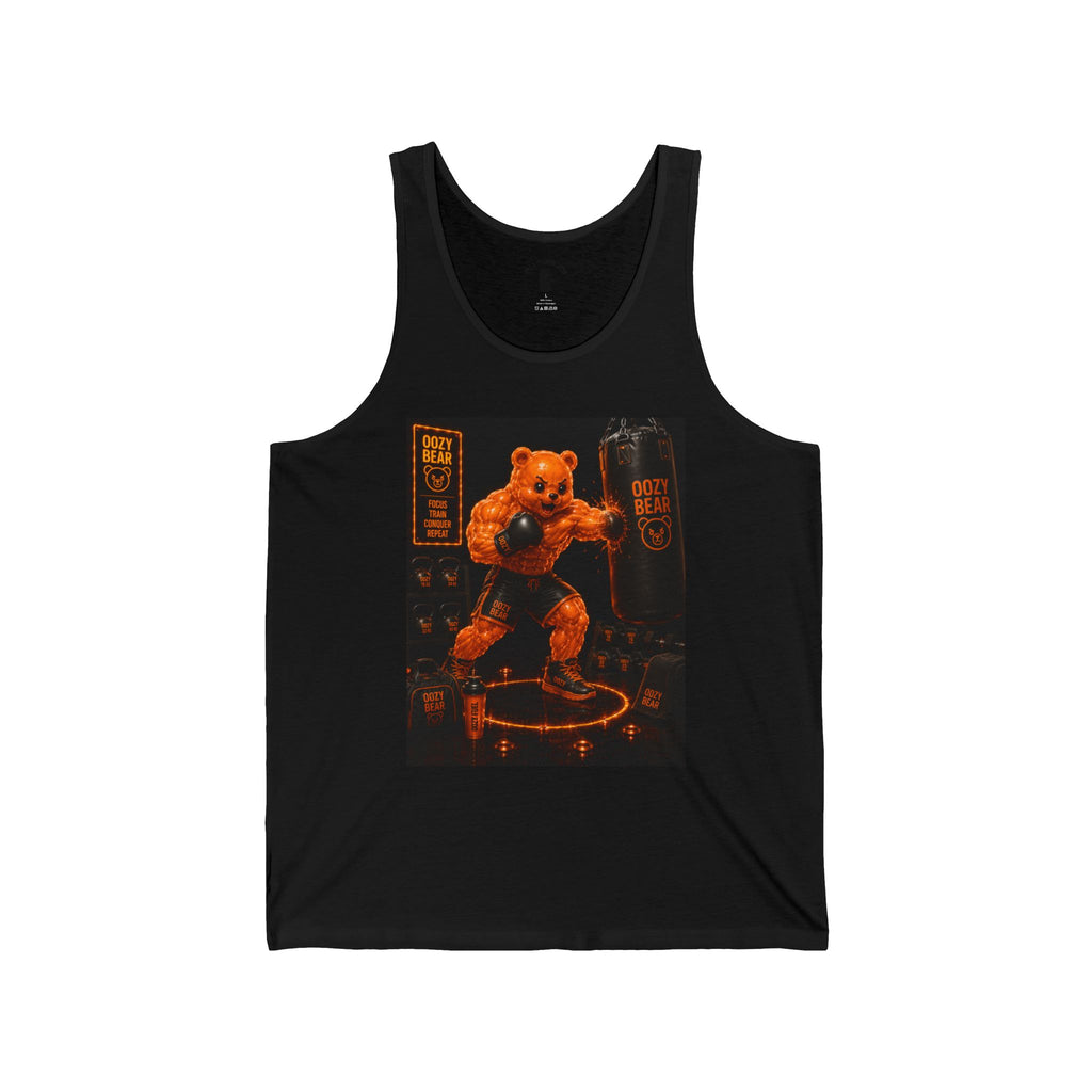 Punching Bag Workout, Orange Oozy Buff Bear Gummy Gym Addition- Adult Graphic Tank Top