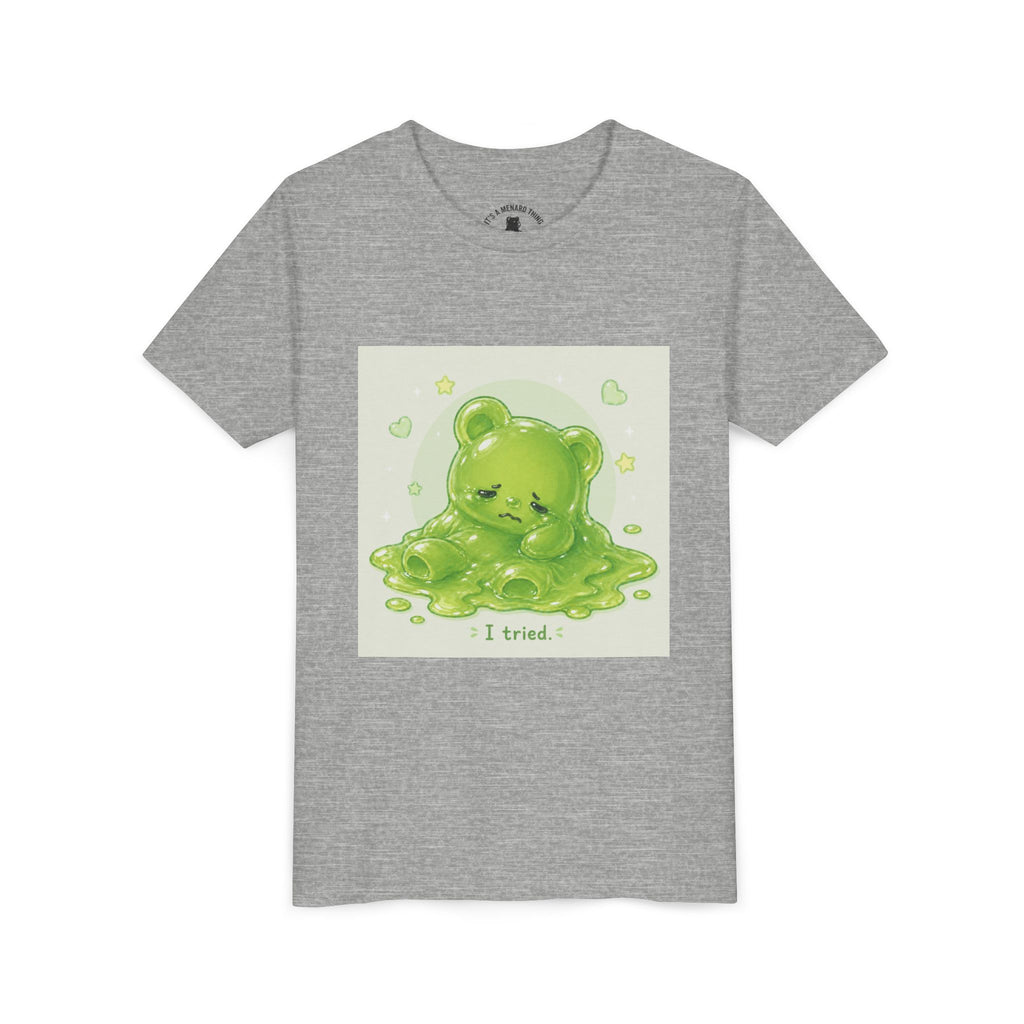 Melting Green Gooey Gummy Bear "I tried." Graphic T-Shirt