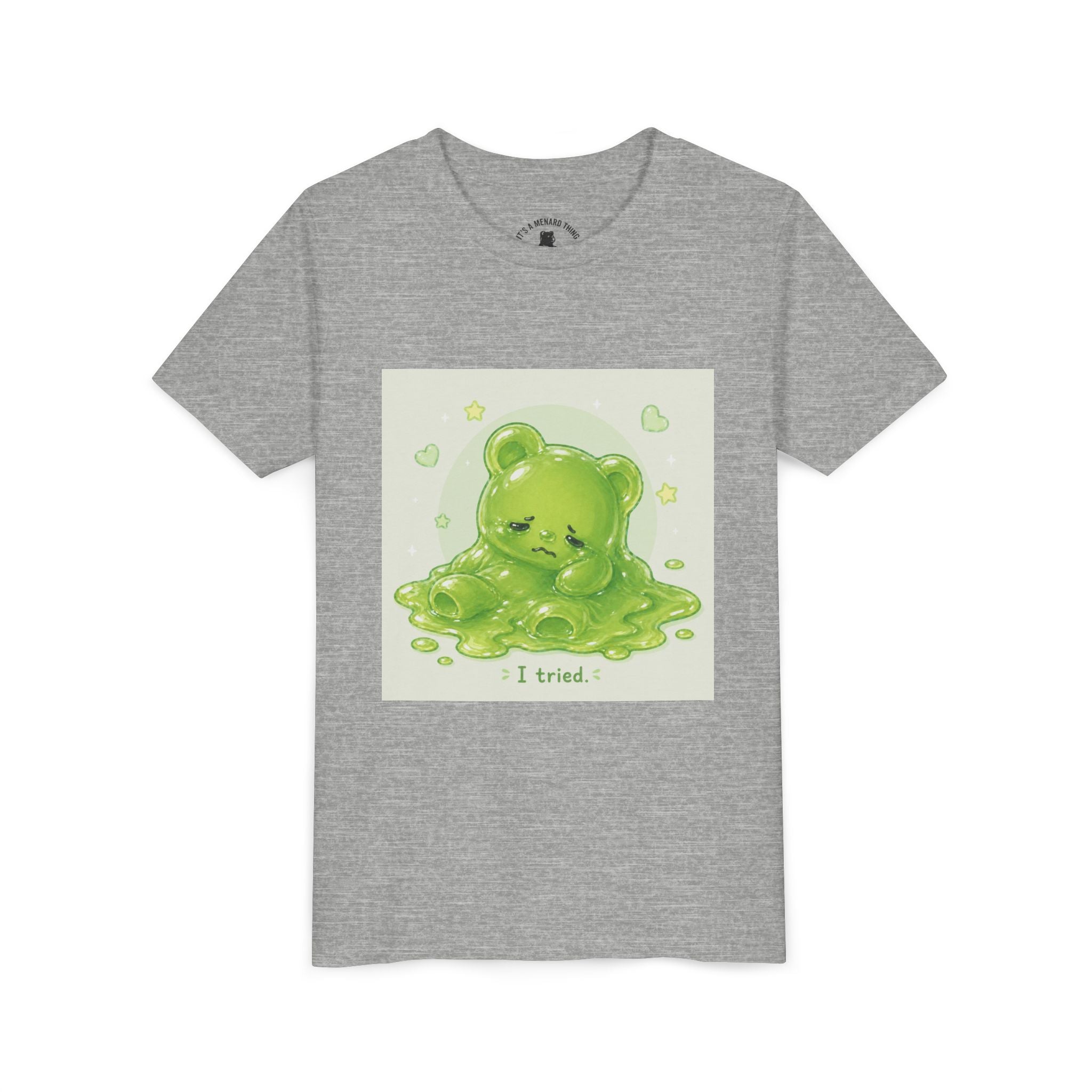 Melting Green Gooey Gummy Bear "I tried." Graphic T-Shirt