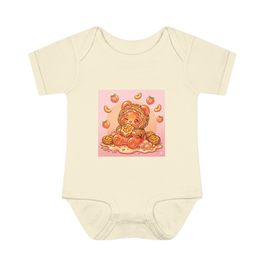 Peach Danish Gooey Gummy Bear in Puff Pasterie PJs Baby Onesie