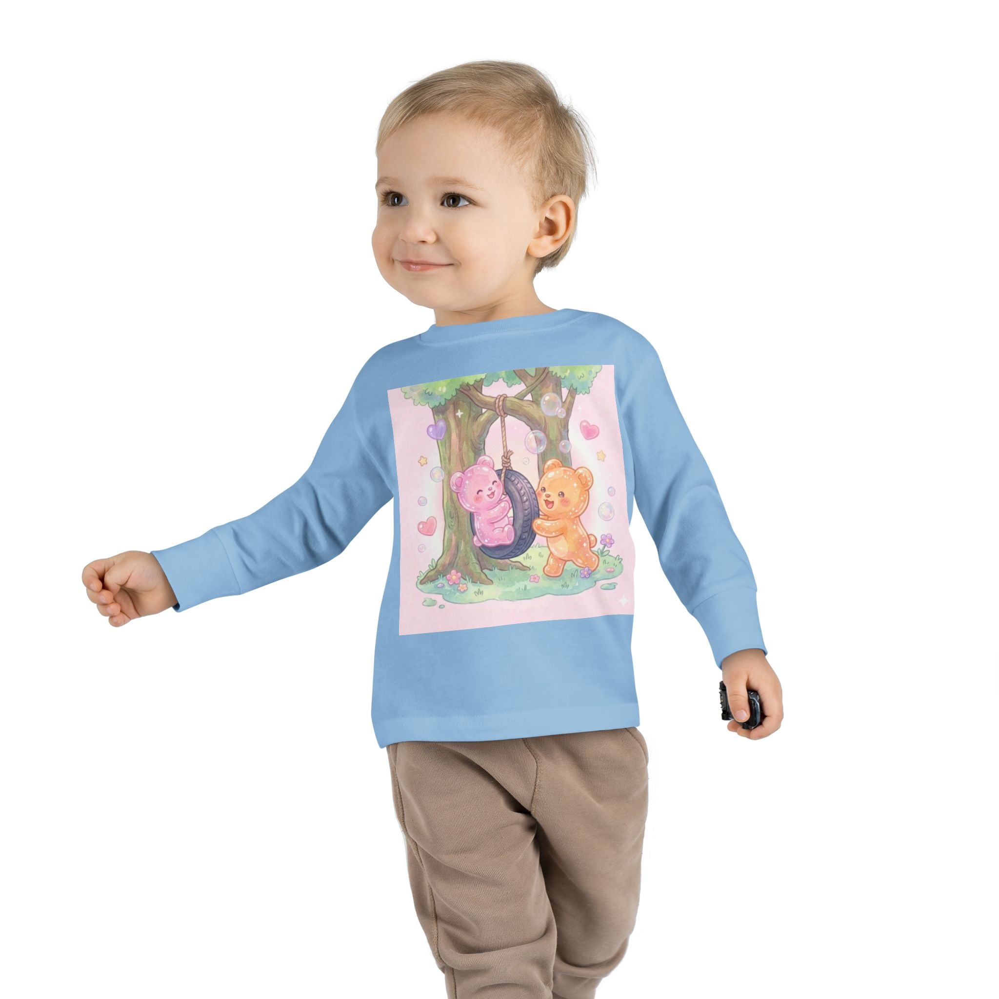 Playing On a Tire Swing, Oozy Bear Gummy Friend Duo- Graphic Long Sleeve Shirt