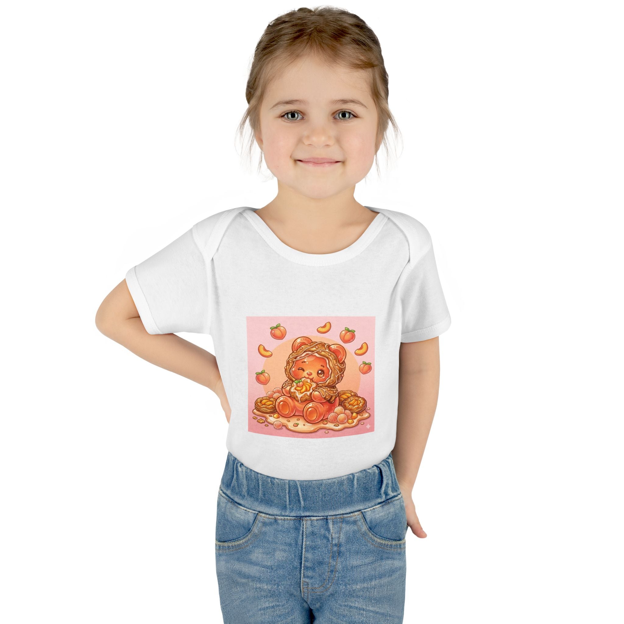Peach Danish Gooey Gummy Bear in Puff Pasterie PJs Baby Onesie
