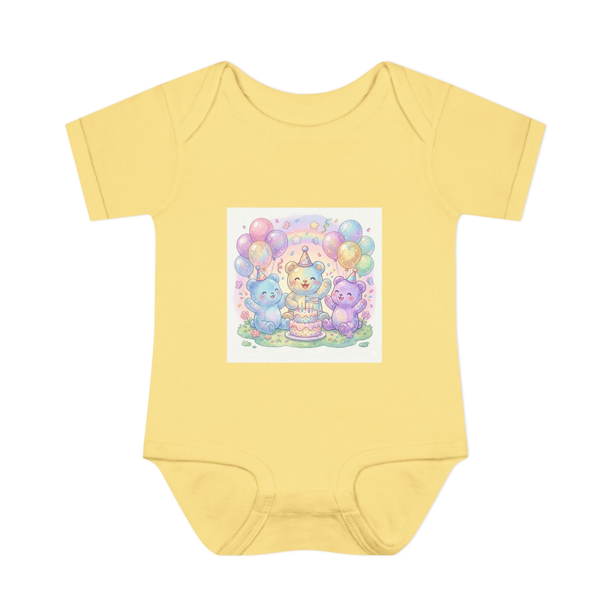 Birthday Gooey Bears, Cake & Balloons Infant Onesie