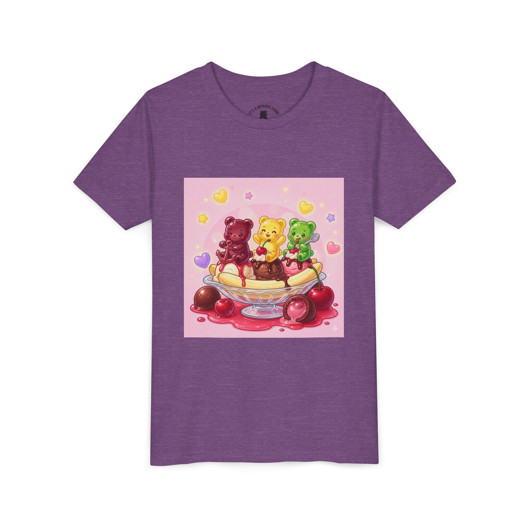 Gooey Gummy Bears on Banana Split Boat Graphic Youth T-Shirt