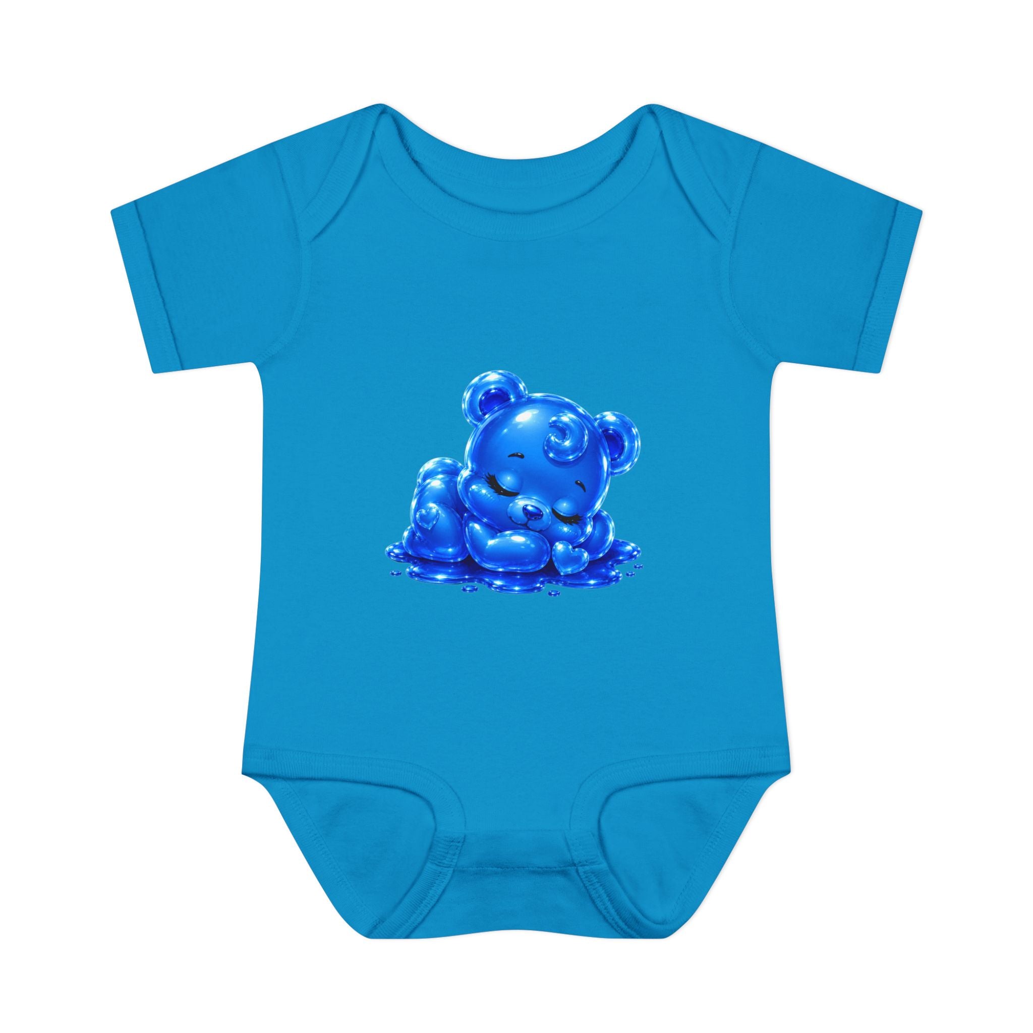 Taking a Nap, Blue Oozy Baby Gummy Bear Cutie Addition- Graphic Onesie