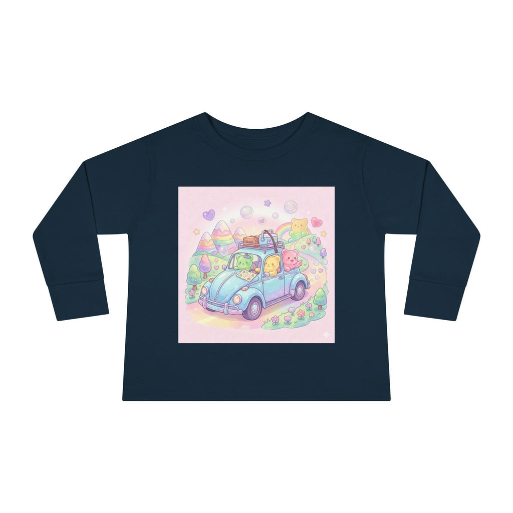 Pastel Car Ride Trip, Oozy Bear Group Friends- Graphic Long Sleeve Shirt