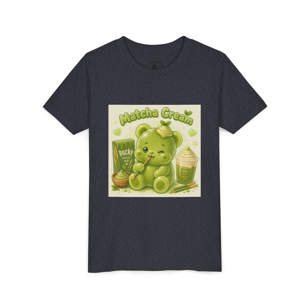 Matcha Cream Gooey Gummy Bear Youth Tee —Pocky & Dessert Graphic