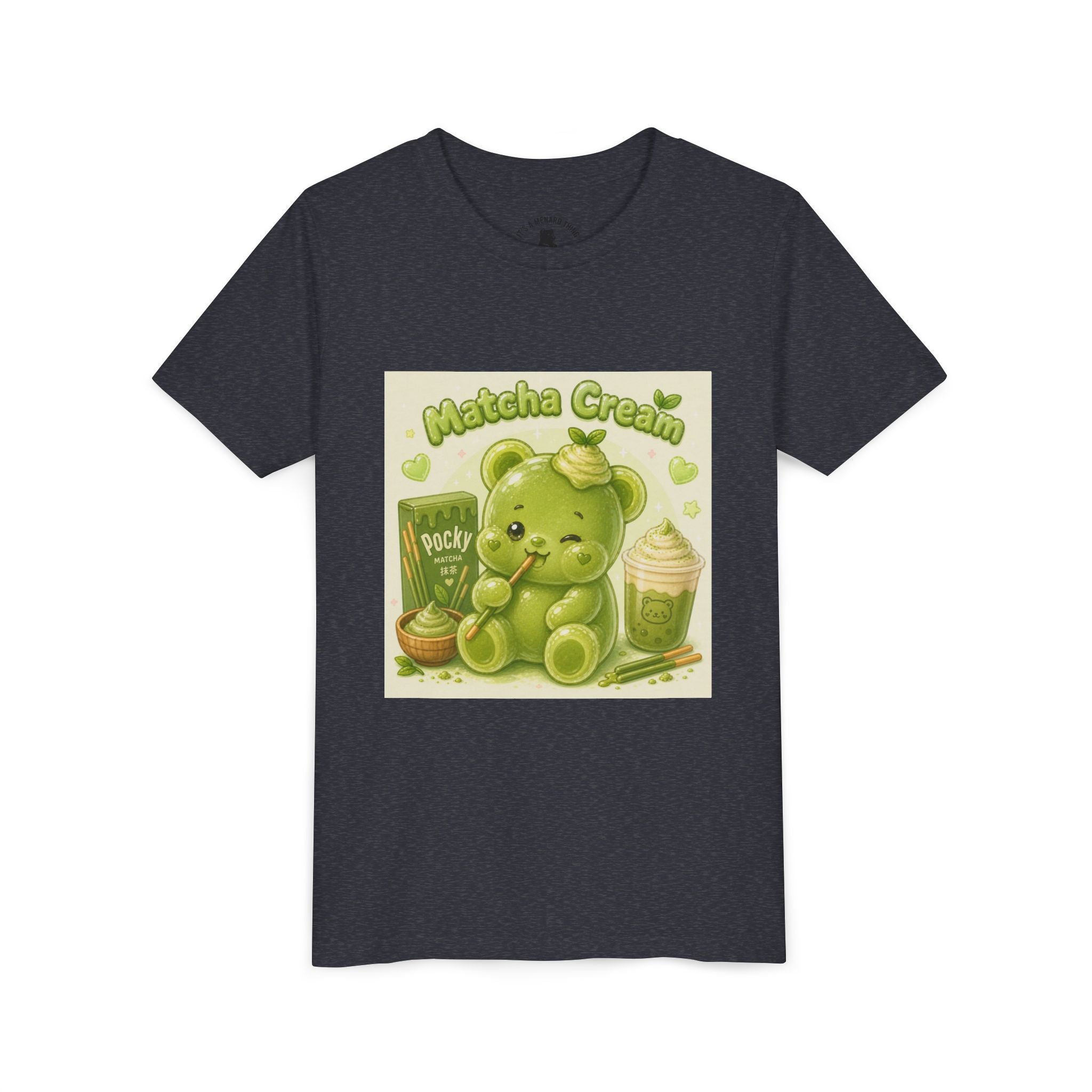 Matcha Cream Gooey Gummy Bear Youth Tee —Pocky & Dessert Graphic