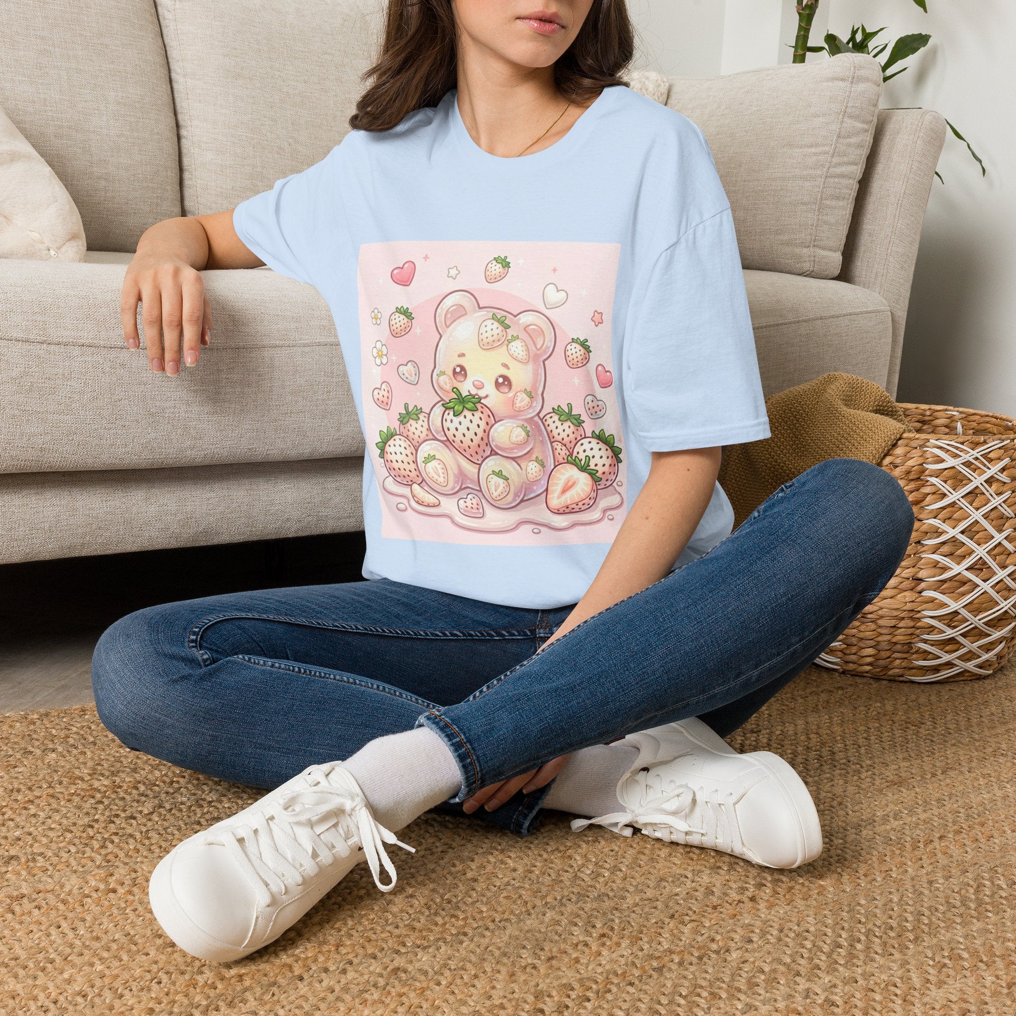 Exotic White Strawberry Oozy Bear Friend — Kawaii Fruit Design