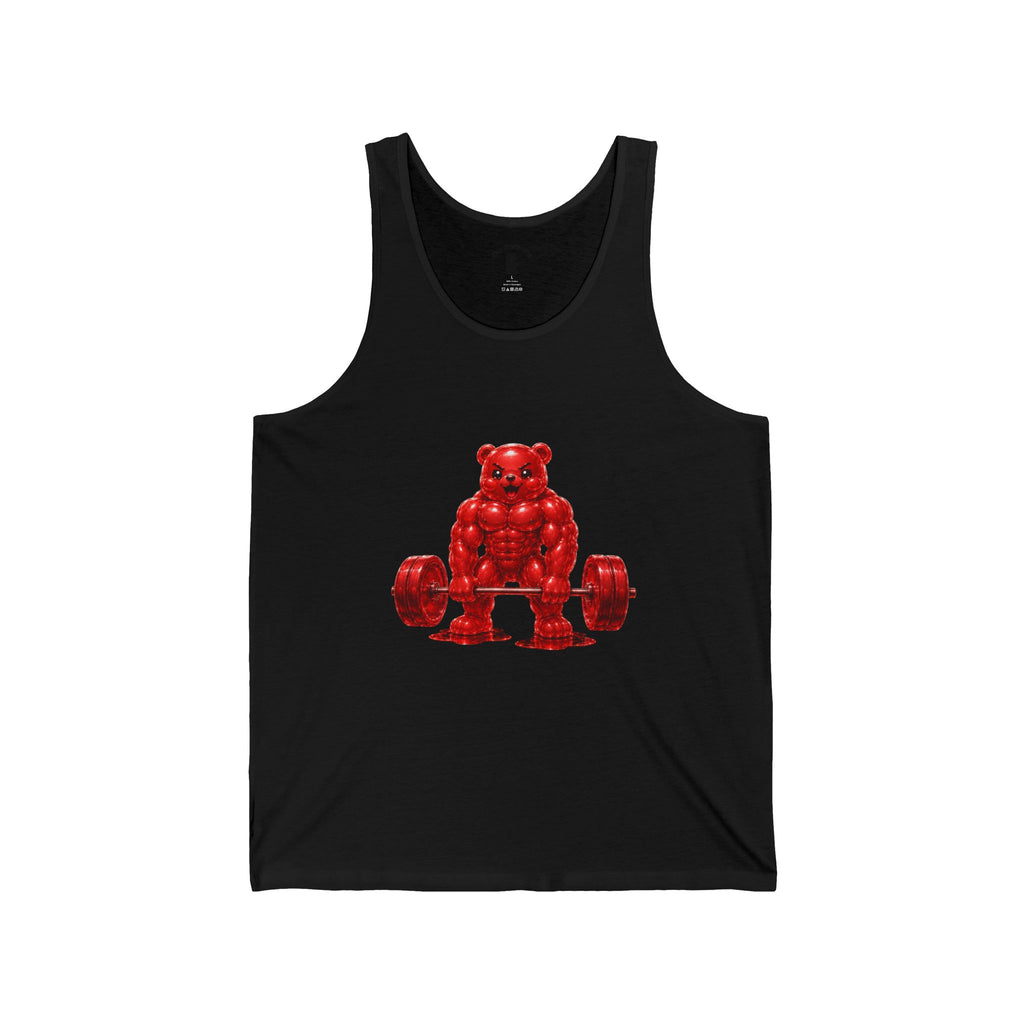 Weightlifting Fitness, Crimson Oozy Buff Bear Gummy Gym Addition- Workout Graphic Shirt