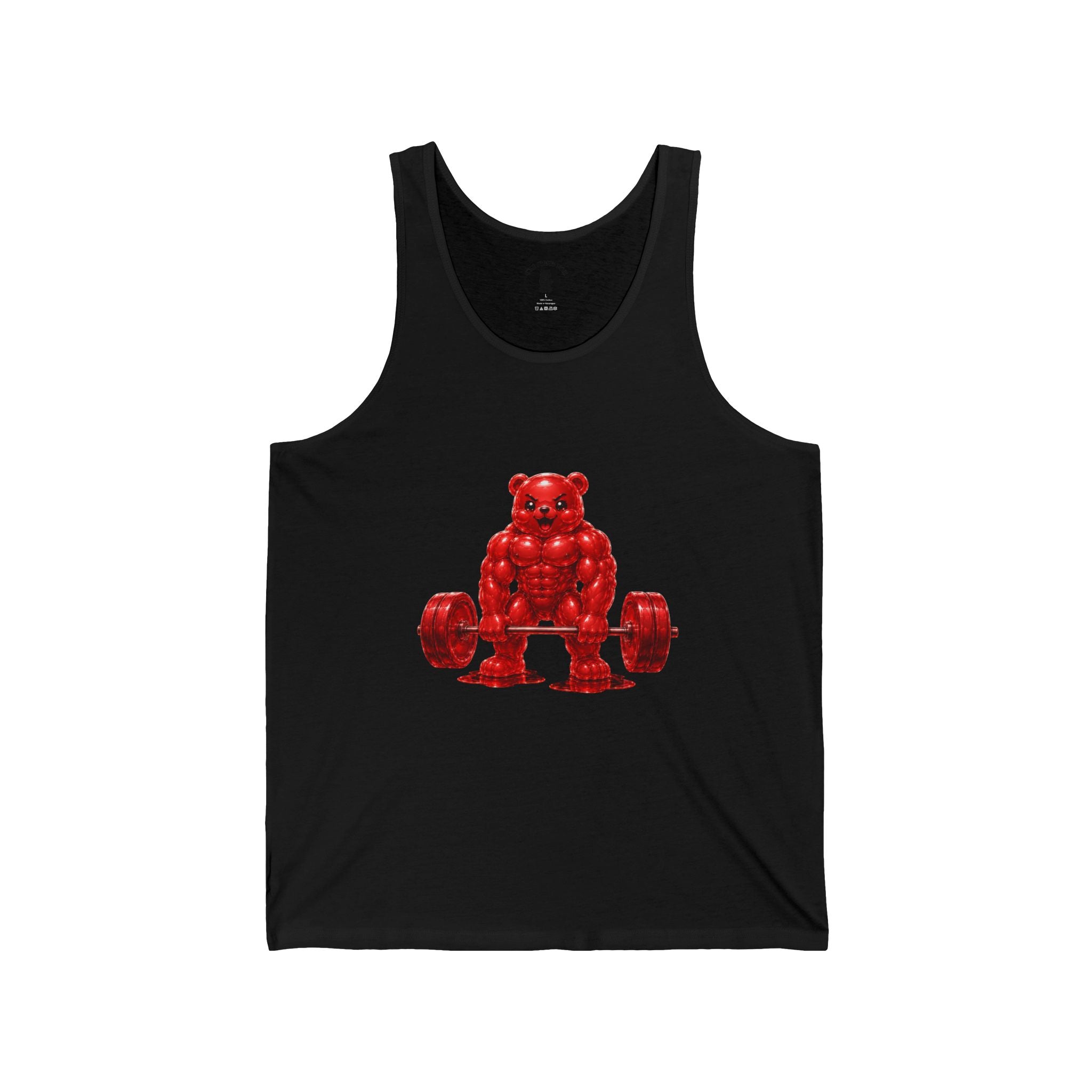 Weightlifting Fitness, Crimson Oozy Buff Bear Gummy Gym Addition- Workout Graphic Shirt