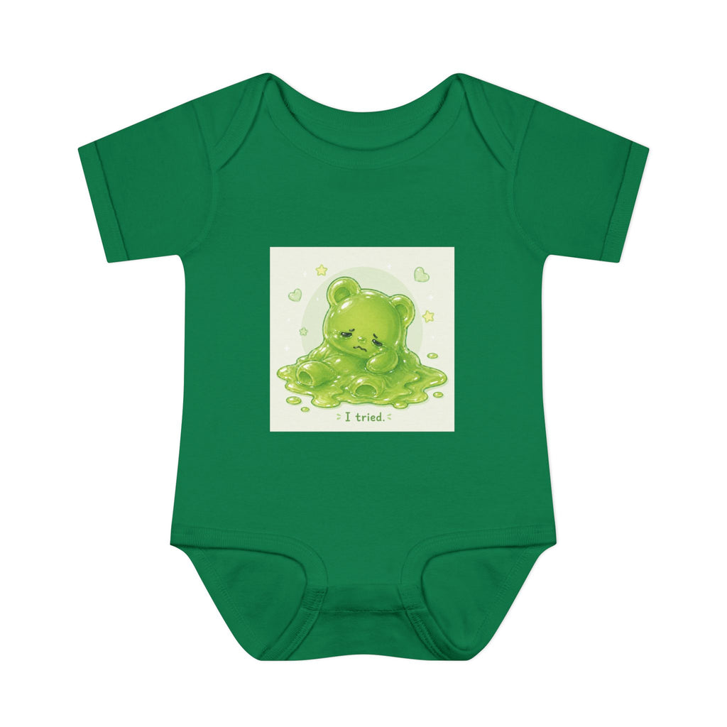 Infant Bodysuit — Cute Gooey Green Melted Gummy Bear "I Tried" Baby Onesie