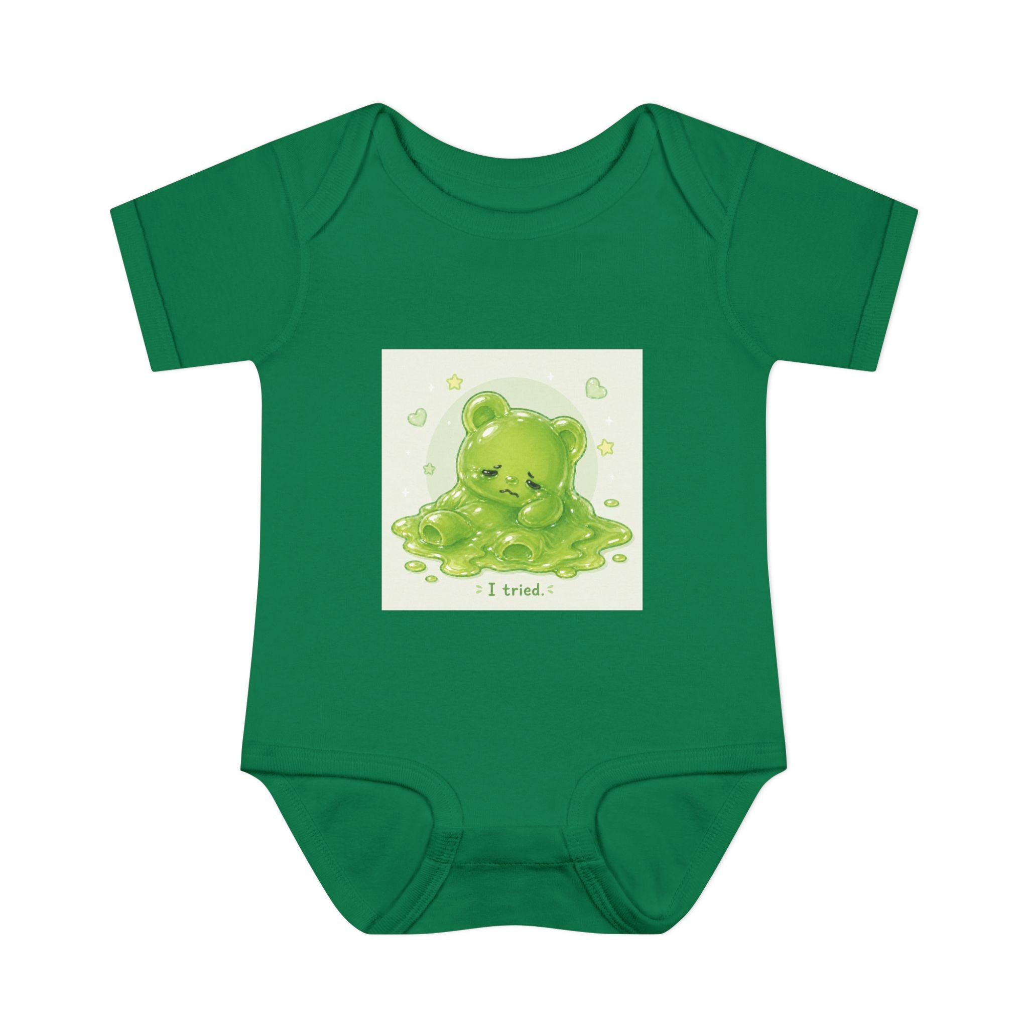Infant Bodysuit — Cute Gooey Green Melted Gummy Bear "I Tried" Baby Onesie
