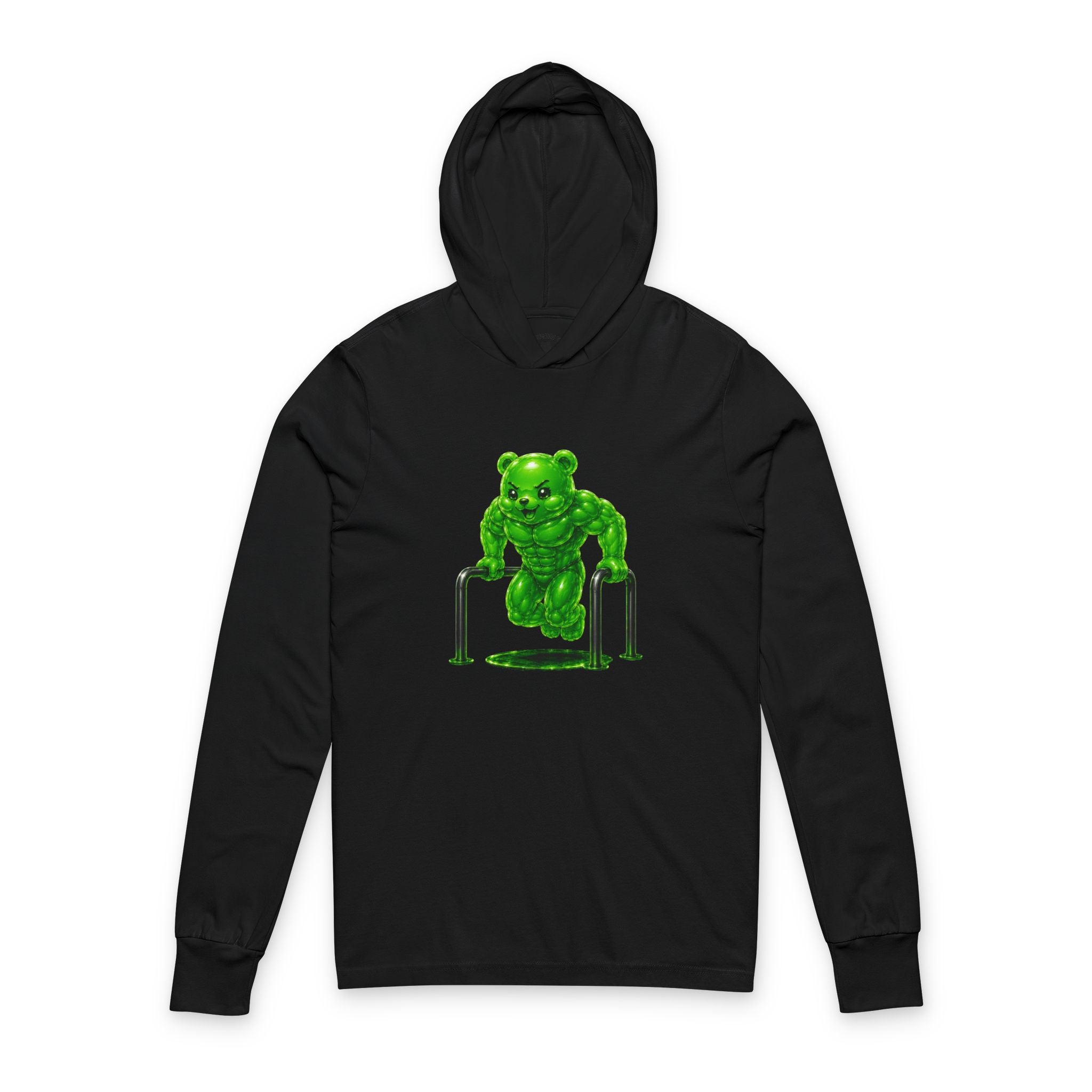 Lifting Workout, Emerald Green Oozy Buff Bear Gummy Gym Addition- Adult Workout Sweatshirt