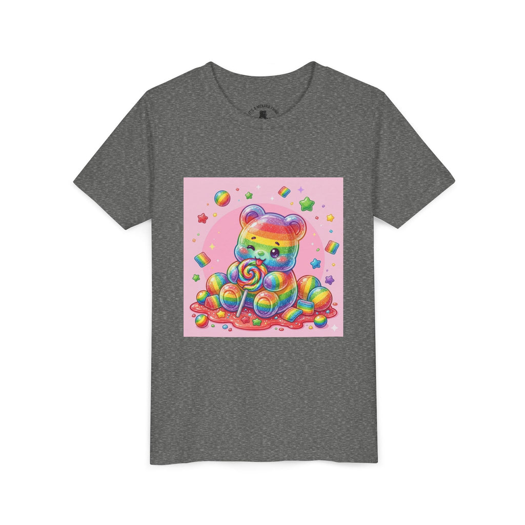 Rainbow Stripe Gooey Gummy Bear Youth T-Shirt