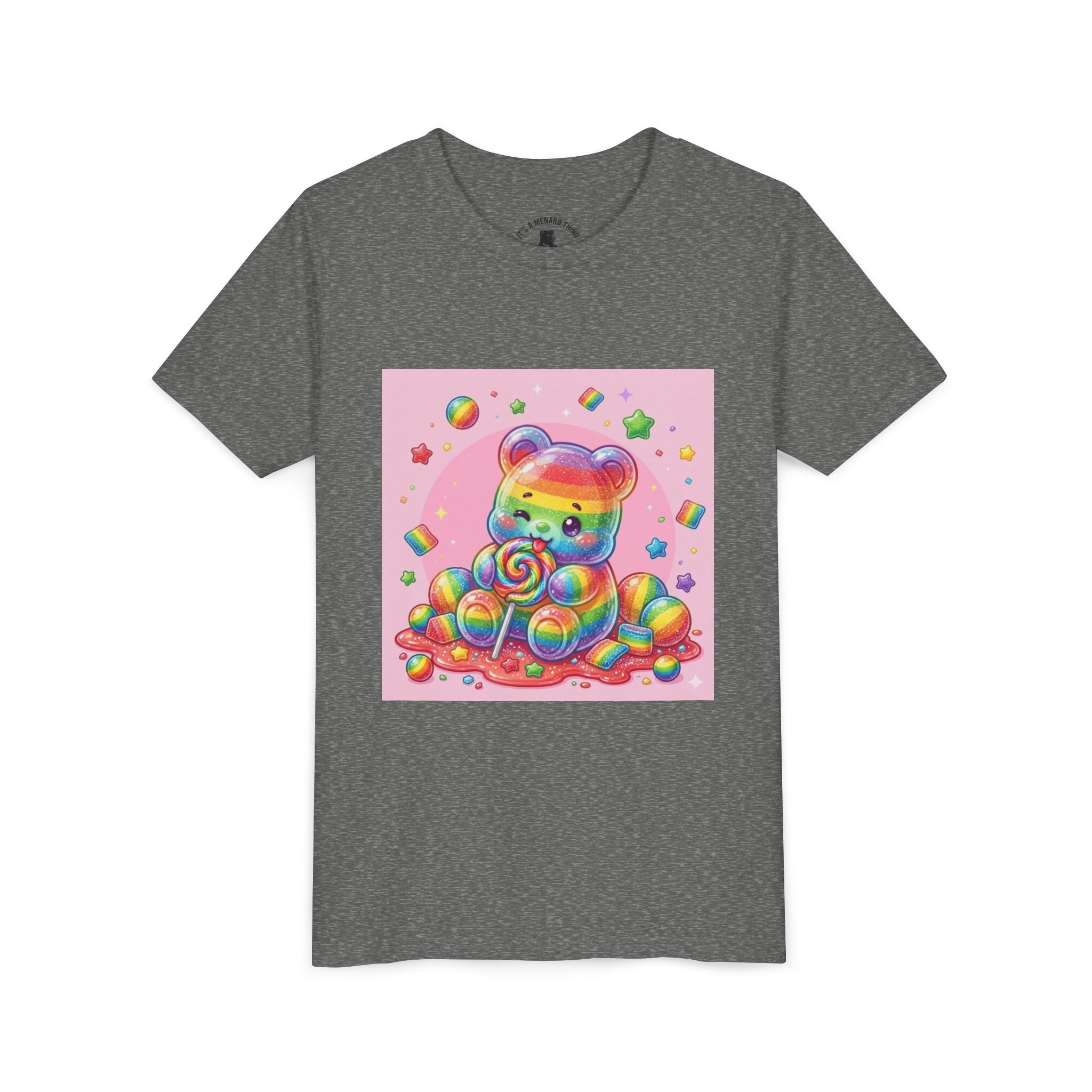 Rainbow Stripe Gooey Gummy Bear Youth T-Shirt