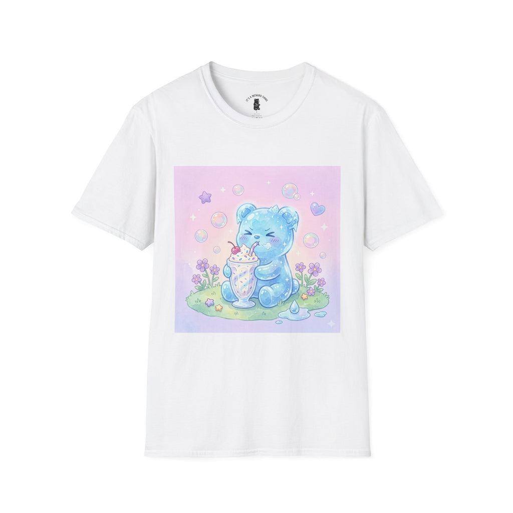 Cute Blue Iced Milkshake, Gooey Gummy Bear — Pastel Kawaii Graphic Tee