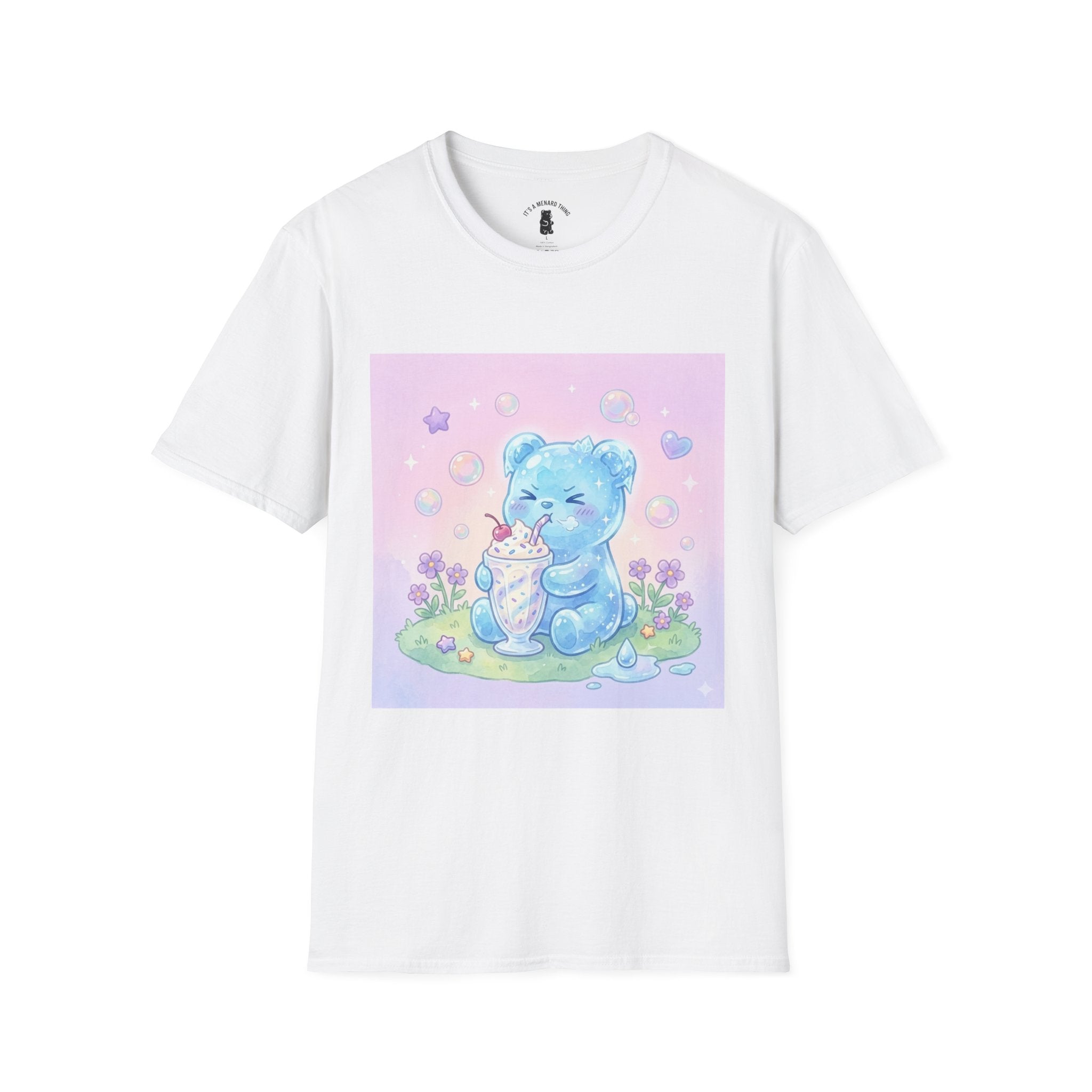 Cute Blue Iced Milkshake, Gooey Gummy Bear — Pastel Kawaii Graphic Tee