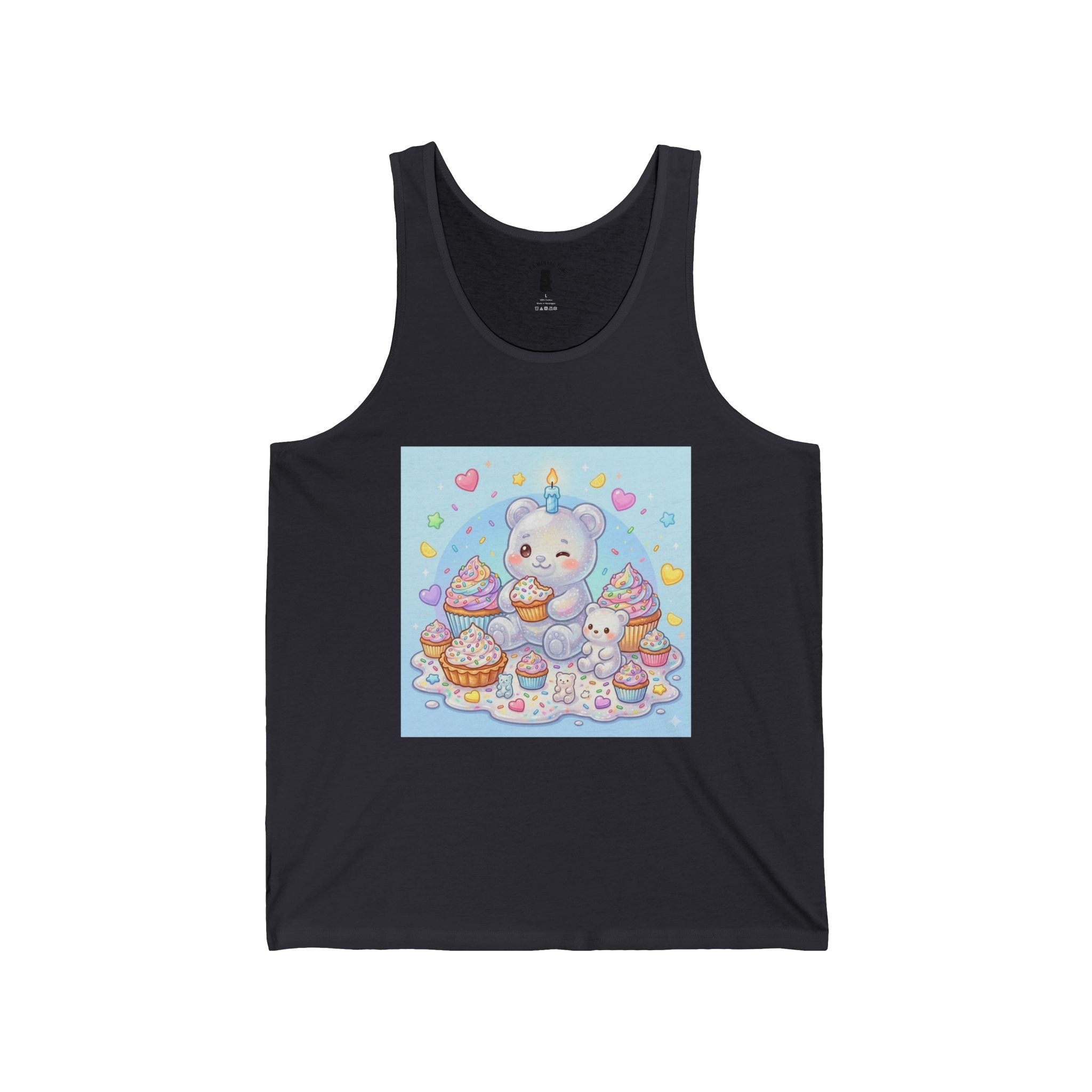 Cupcake Party Surprise, White Gooey Gummy Bear-Kawaii Graphic Tank Top