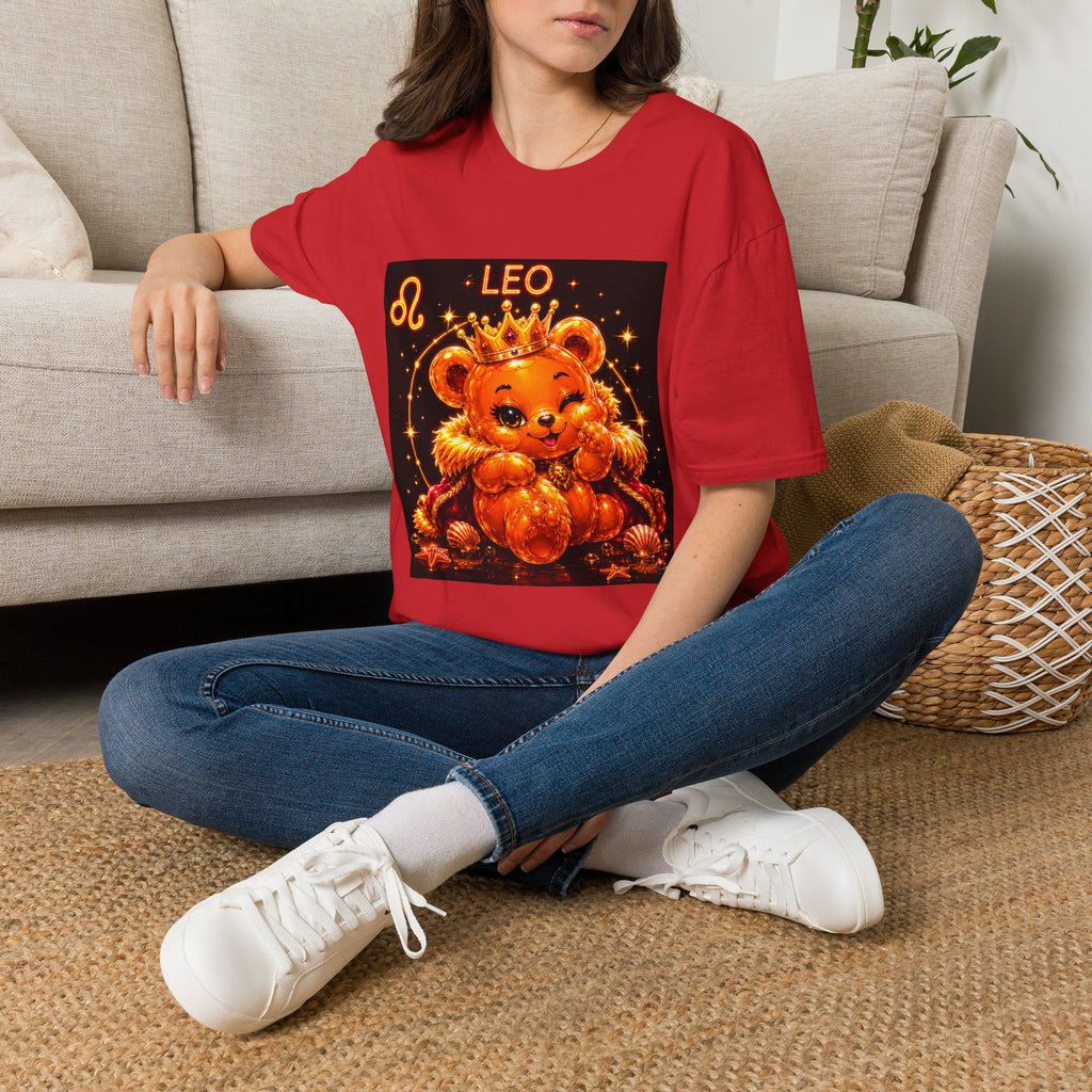 Leo Zodiac Crowned Oozy Bear Friend Astrology- Graphic Shirt