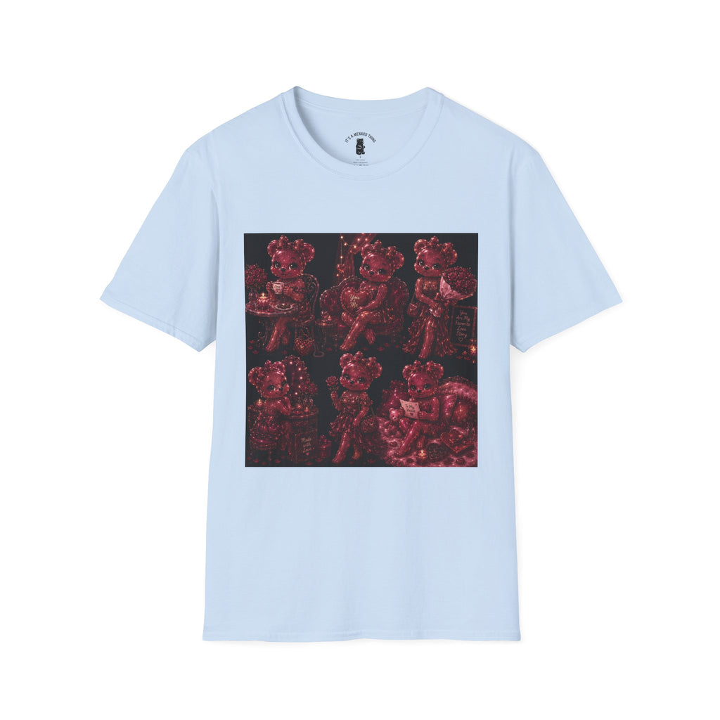 Glitter Wine Red Oozy Gala Bear Pin Up- Adult Graphic Shirt (18+)