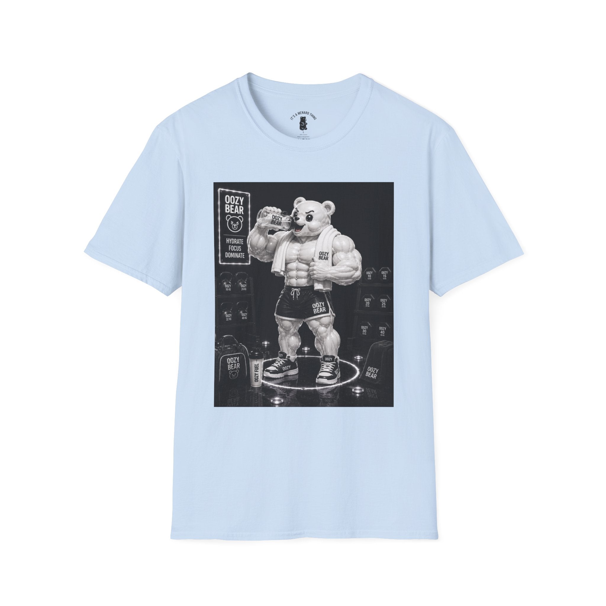 Rehydration Time, Oozy Buff Bodybuilder Gummy Gym Addition- Adult Graphic Shirt